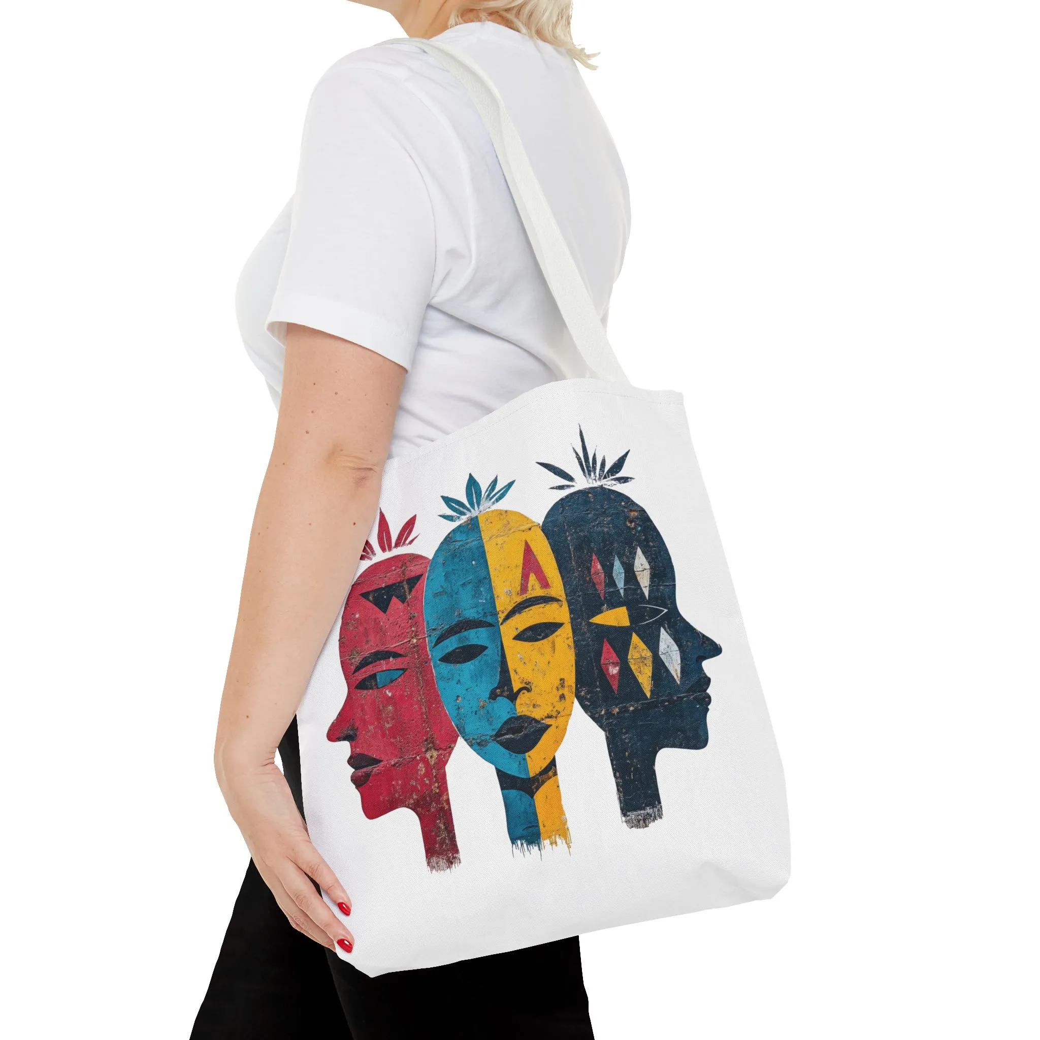 Artistic Tote Bag with Abstract Faces - Bohemian Style, Eco-Friendly Shopping Bag, Gift for Art Lovers, Unique Beach Bag, Festival Accessory - Image 24