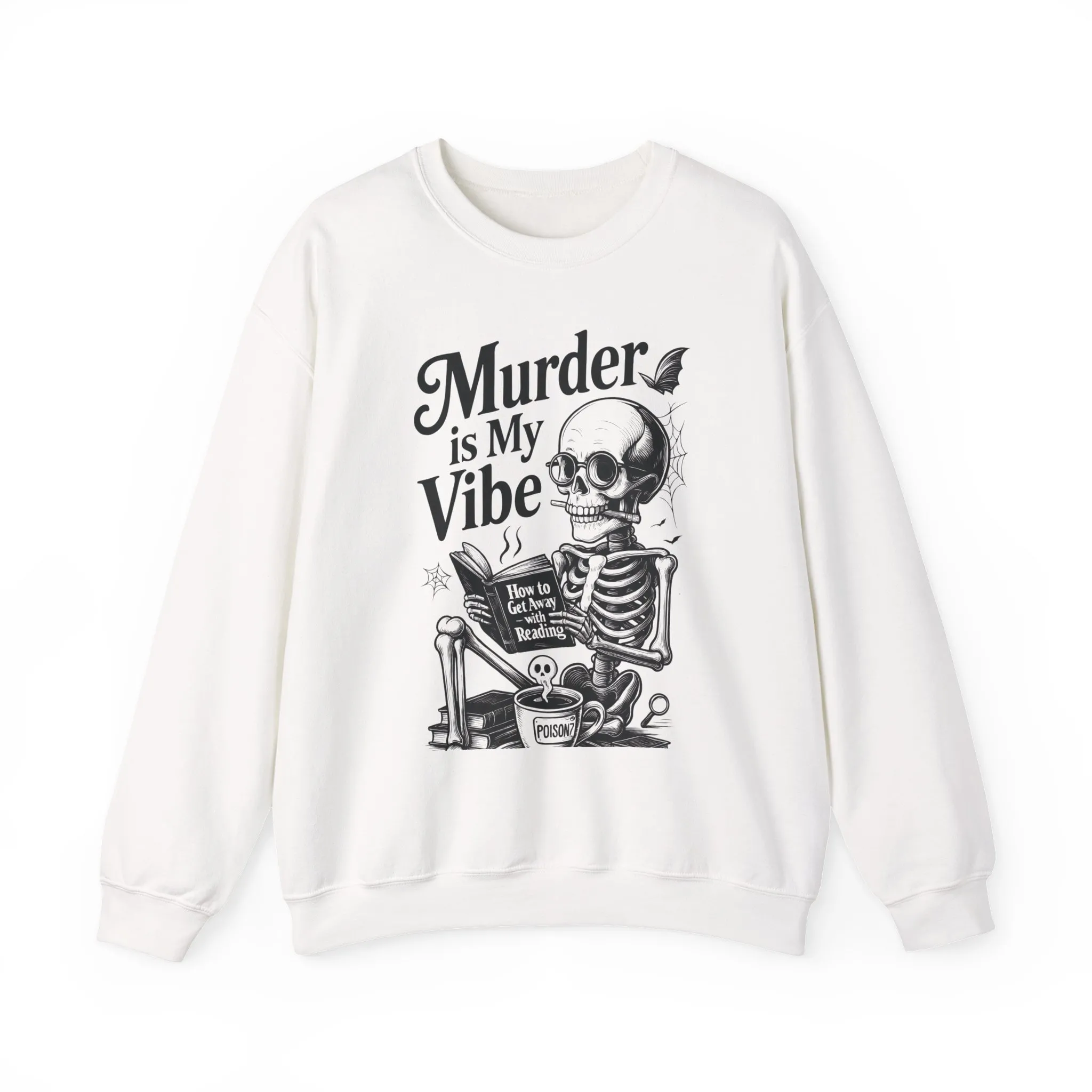 Murder is My Vibe Womens Crewneck Sweatshirt, Cozy Gift for Halloween, Unique Sweatshirt, Skull Graphic, Fall Fashion, Unisex Pullover - Image 22