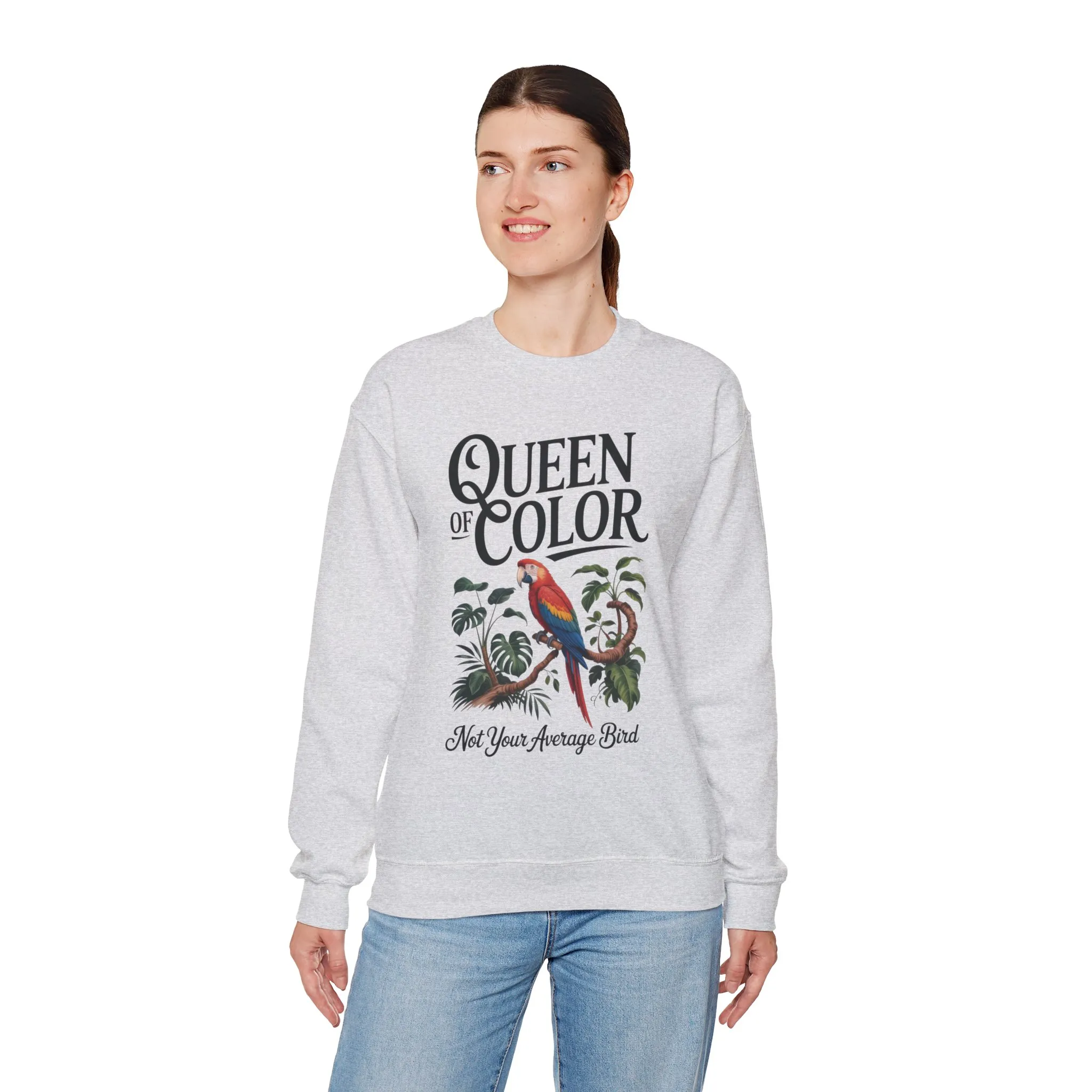 Vibrant Crewneck Womens Sweatshirt, Colorful Apparel, Bird Design, Cozy Layering, Gift for Nature Lovers, Fun Fashion - Image 6