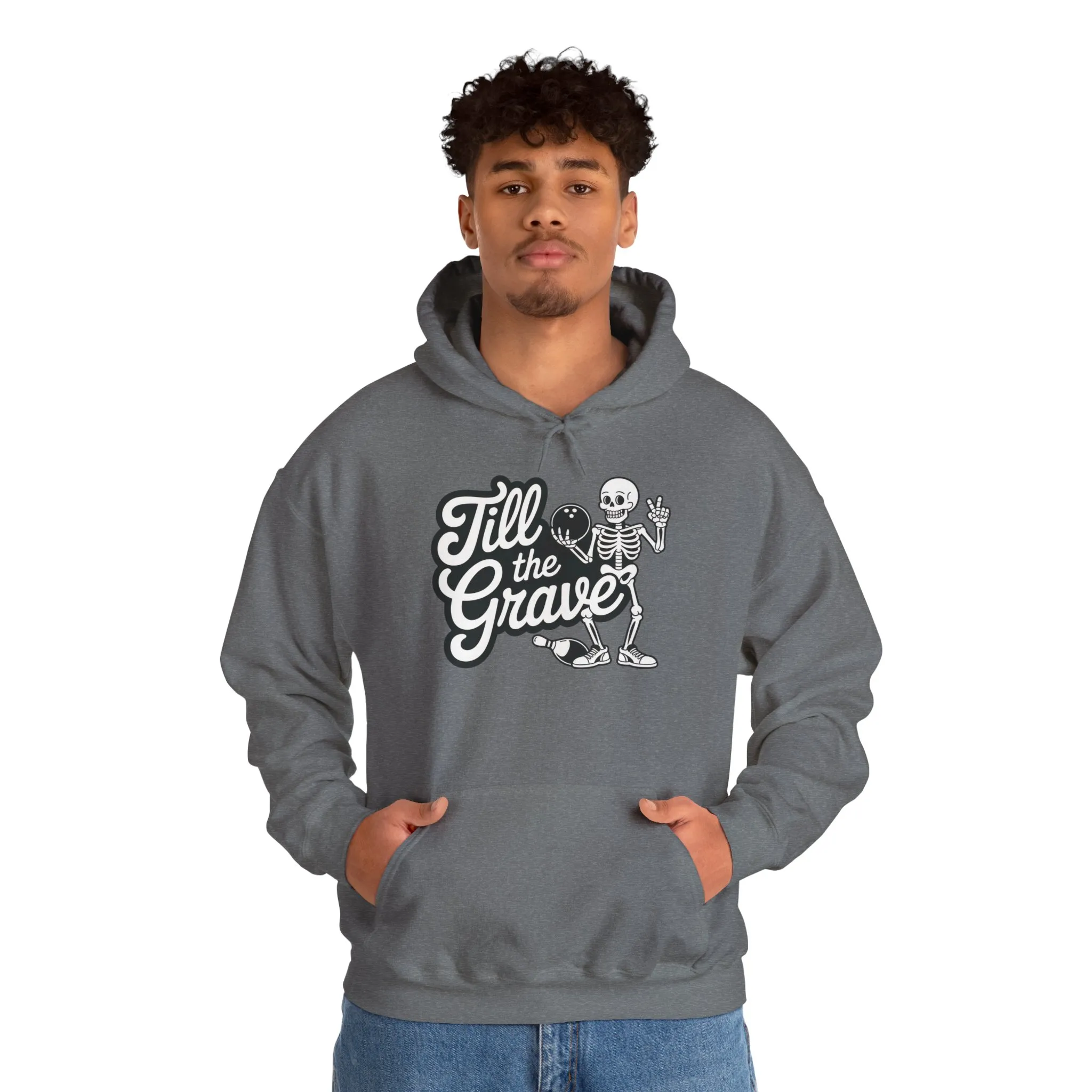 Funny Skeleton Bowling Mens Hoodie, Halloween Apparel, Funny Skeleton Bowling Shirt, Casual Mens Crewneck, Cool Bowler Skull Hoodie - Image 19