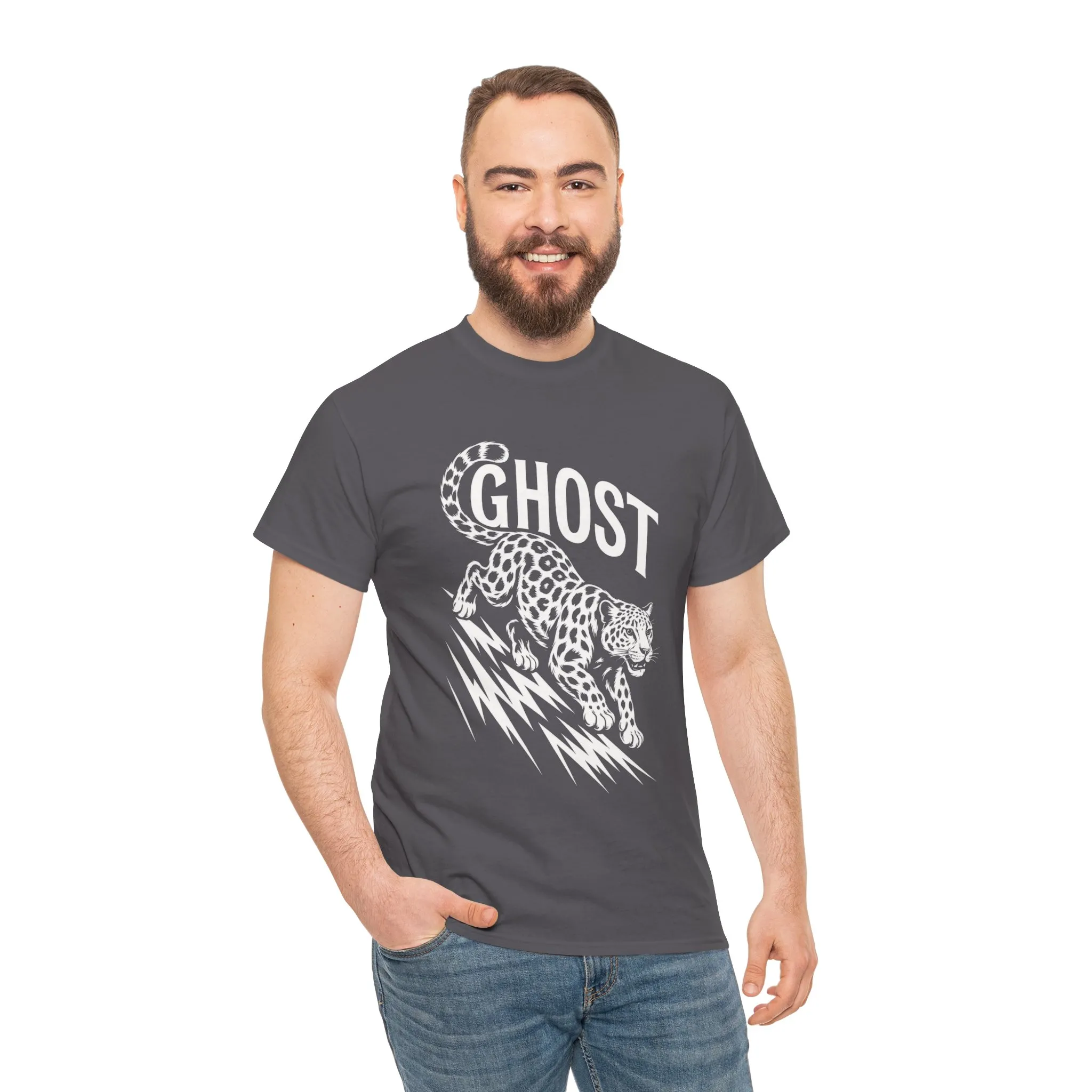 Ghost Leopard Graphic Tee, Mens T-Shirt, Casual Wear, Animal Print Top, Gift for Cat Lovers, Halloween Outfit - Image 17
