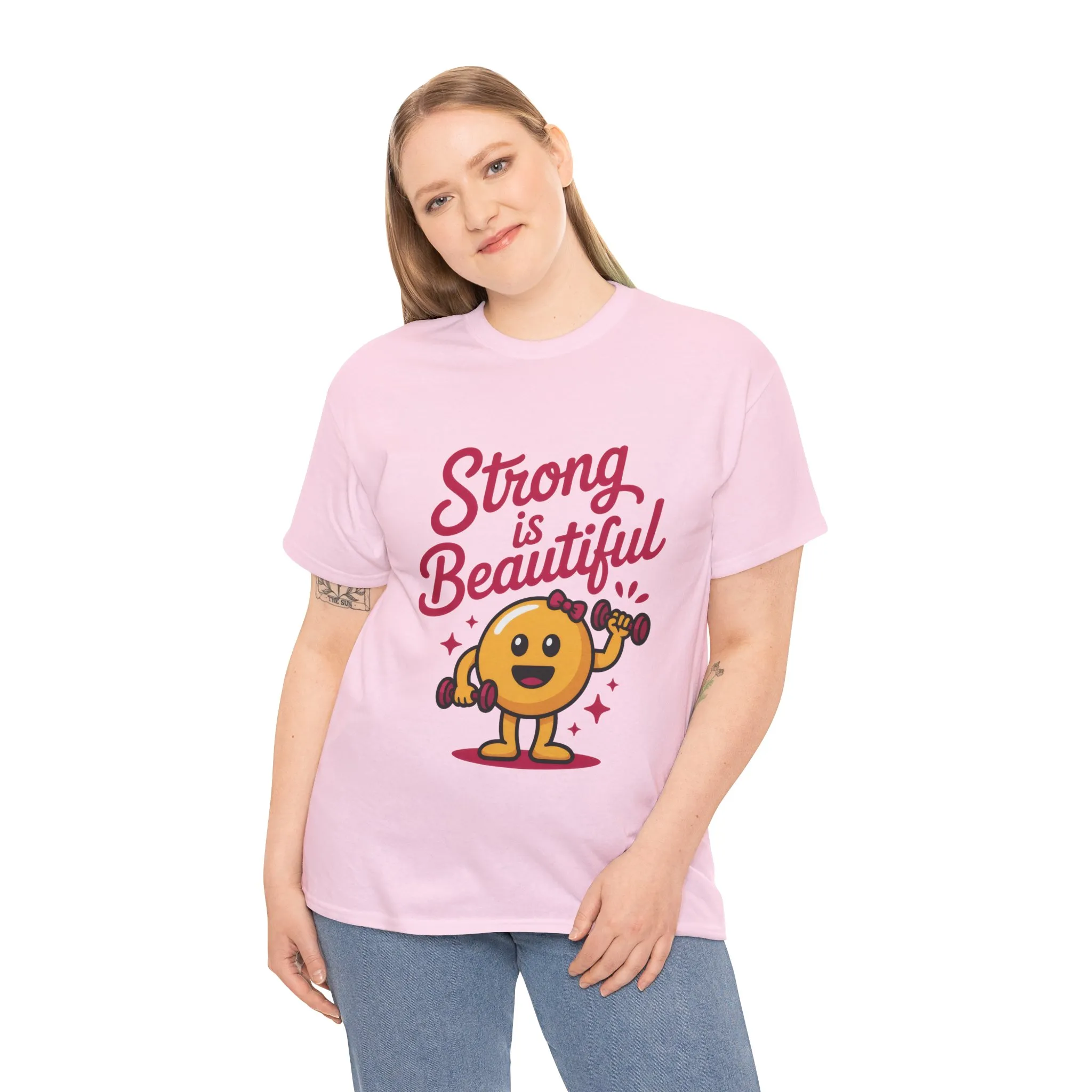 Strong is Beautiful Womens T-Shirt, Cute Fitness Character Graphic Tee, Inspirational Workout Shirt, Gym Motivation Gift for Her - Image 27