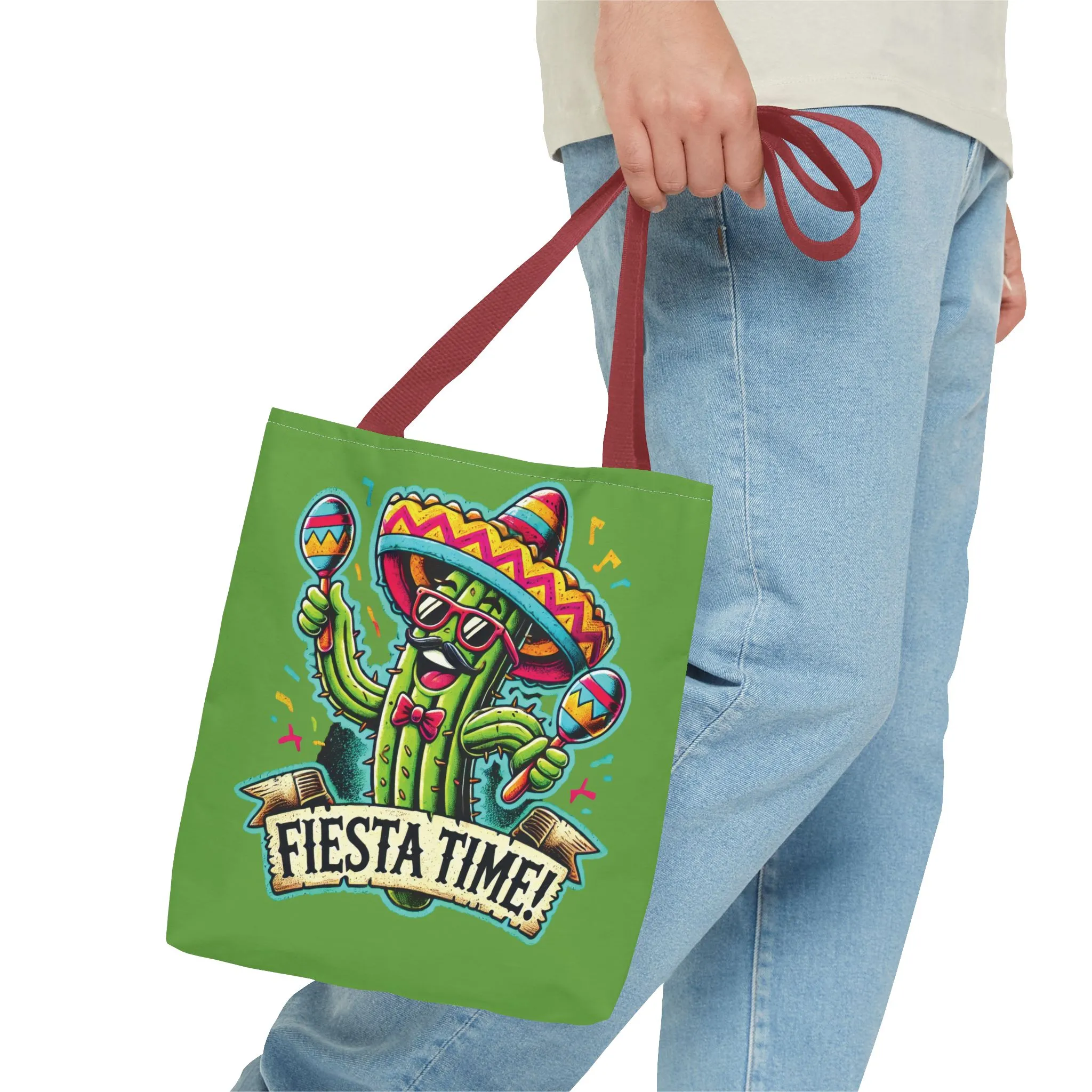 Fiesta Time Cactus Tote Bag, Funny Mexican Party Gift, Sombrero Maracas Print, Cinco de Mayo Bag, Summer Festival Tote, Beach Bag, Shopping - Image 15