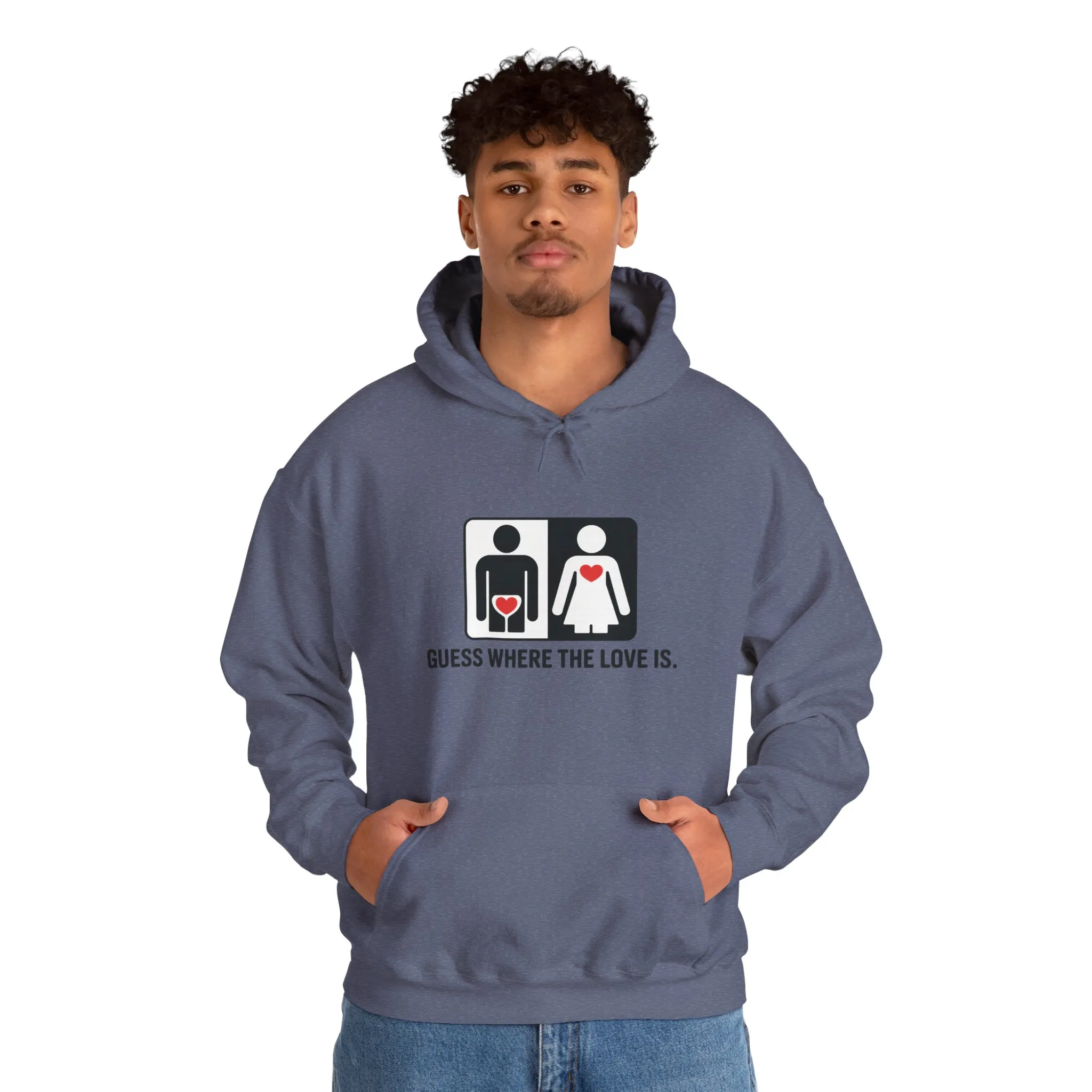 Cute Guess Where The Love Is Mens Hoodie, Sweatshirt for Couples, Valentines Day Gift, Relationship Humor Hoodie, Bold Love Joke Hoodie - Image 43