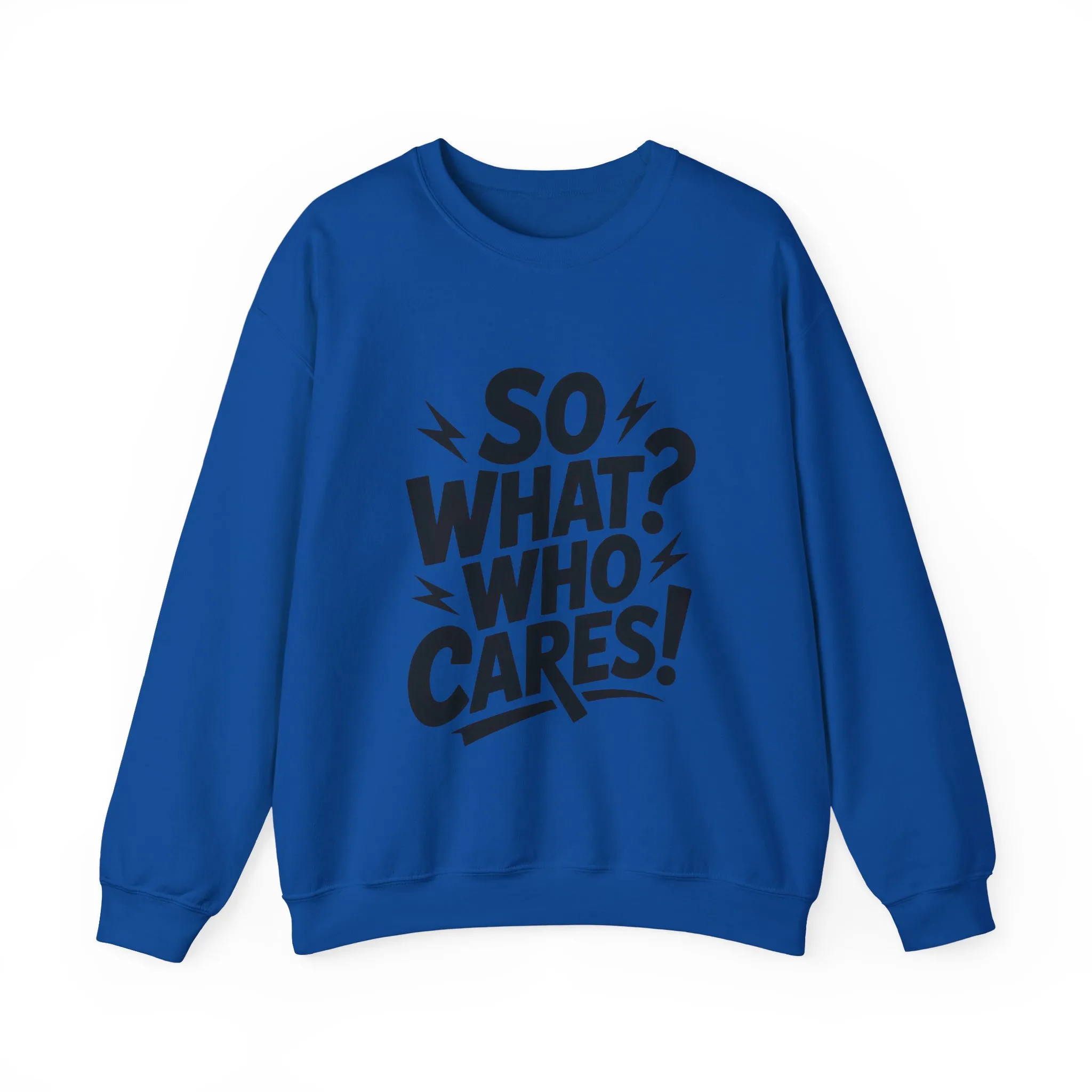 So What? Who Cares! Funny Mens Crewneck Sweatshirt, Bold Statement Design, Lightning Graphic Pullover, Rebellious Urban Humor - Image 25