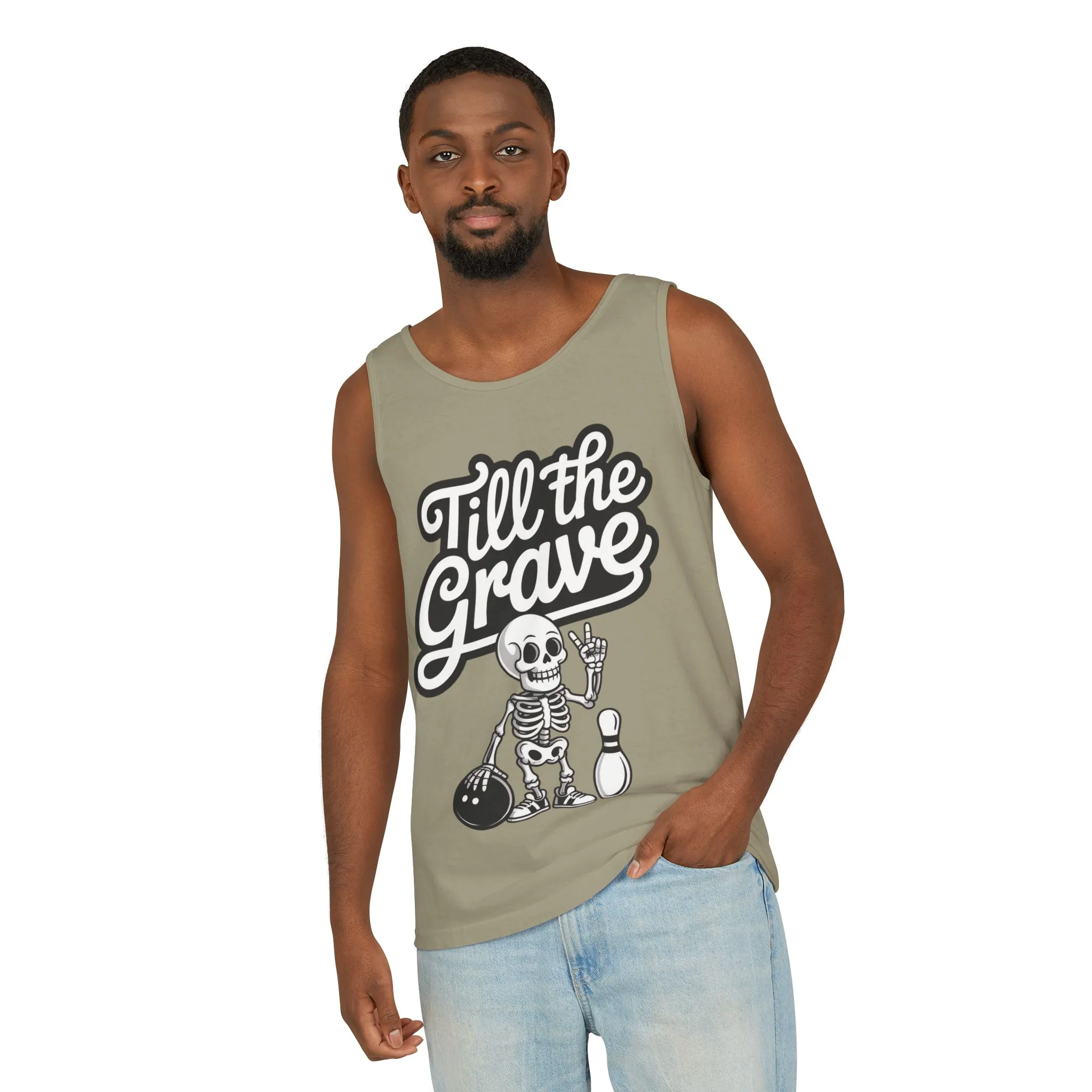 Funny Skeleton Bowling Tank Top, Halloween Apparel, Casual Summer Style, Cool Bowler Skull Workout Top, Strike Till the End - Image 4
