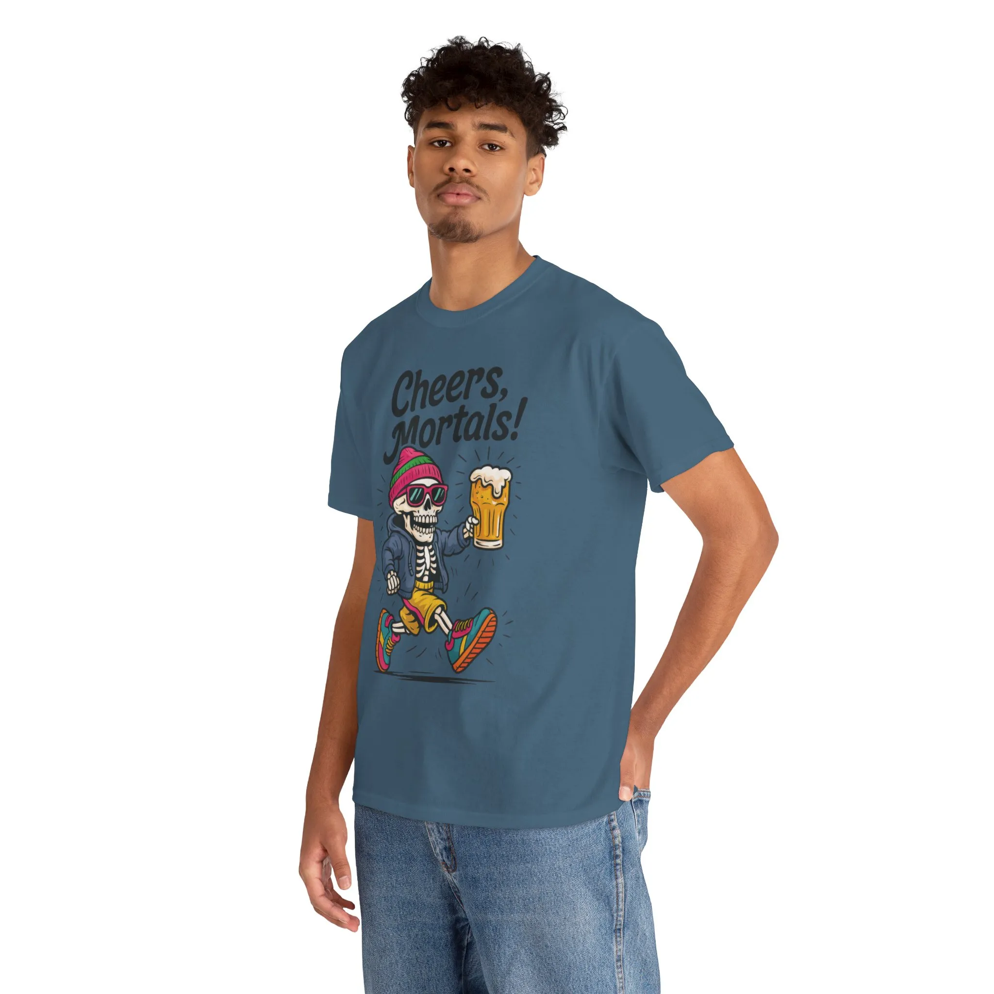Cheers, Mortals! Mens Tee, Funny Skeleton Beer Graphic Tee, Cool Drinking Humor Shirt, Party Gift for Him, Halloween Tee, Beer Lovers Gift - Image 24
