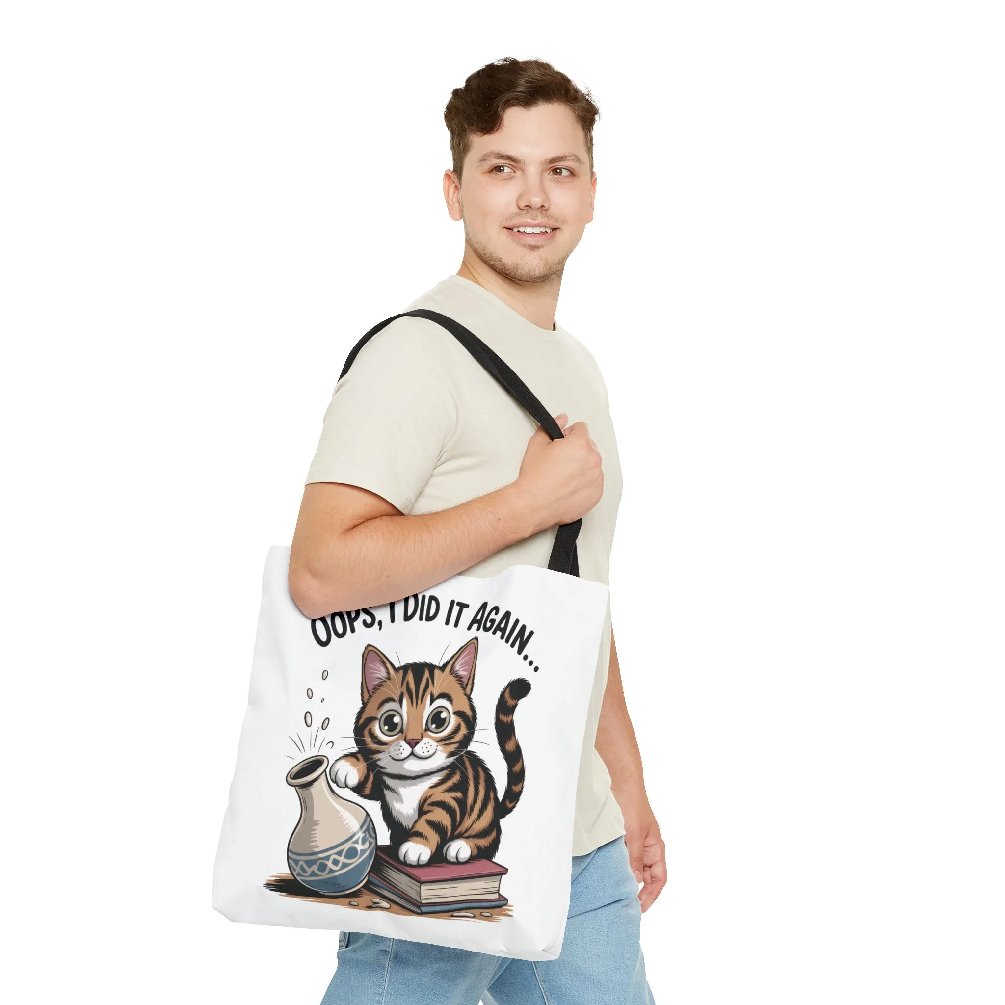 Cat-Themed Tote Bag, "Oops, I Did It Again", Perfect Gift for Cat Lovers, Pet Owners, Birthday, or Everyday Use, Large Tote Bag, beach bag - Image 8