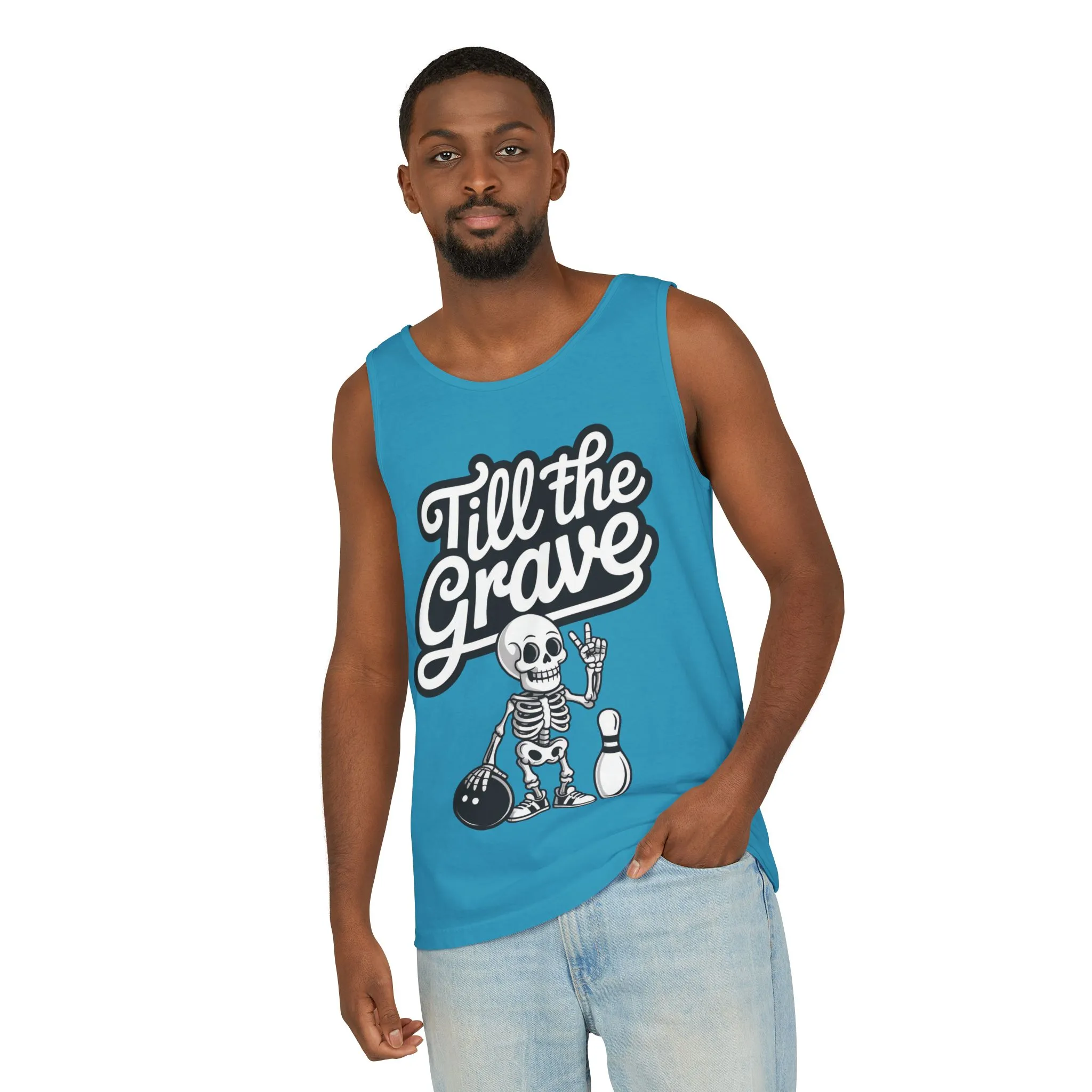 Funny Skeleton Bowling Tank Top, Halloween Apparel, Casual Summer Style, Cool Bowler Skull Workout Top, Strike Till the End - Image 10