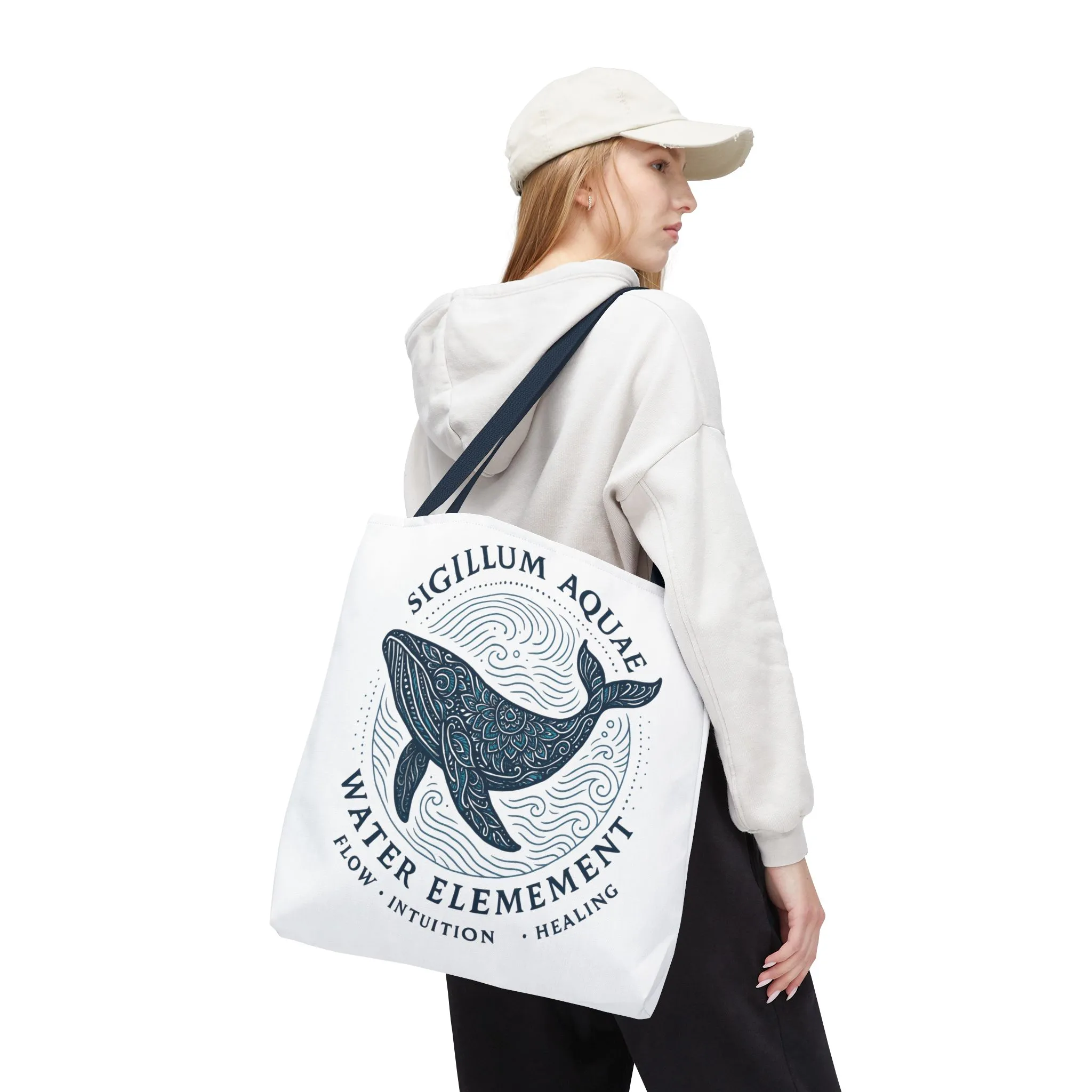 Whale Water Element Tote Bag: Spiritual Gift, Eco-Friendly, Beach Bag, Yoga Accessories, Meditation Essentials, Weekender Bag, Large Bag - Image 5