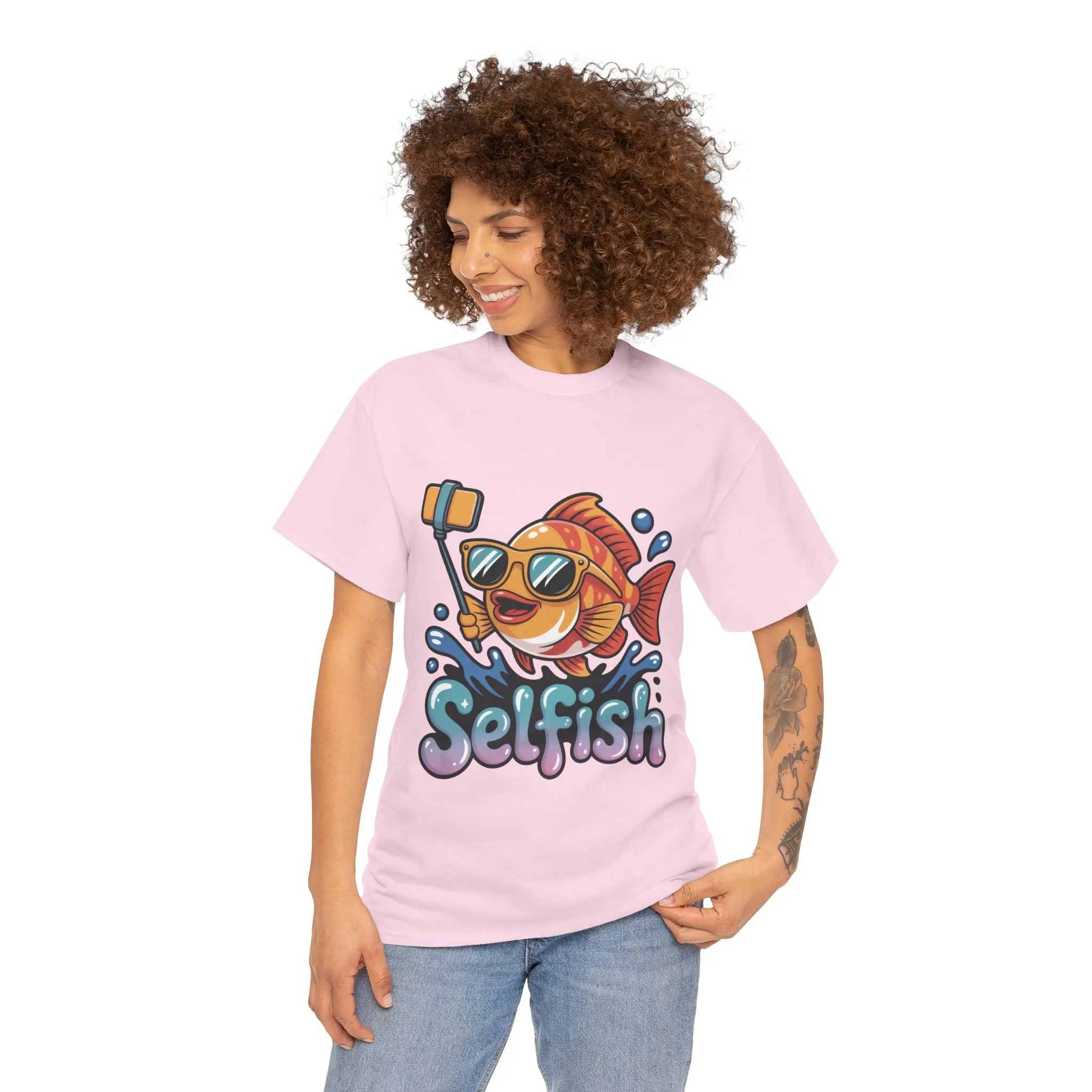 Funny Selfie Fish Graphic Womens T-Shirt, Playful Pun Gift for Her, Summer Vibes, Unique Beach Shirt, Outdoor Adventures - Image 23