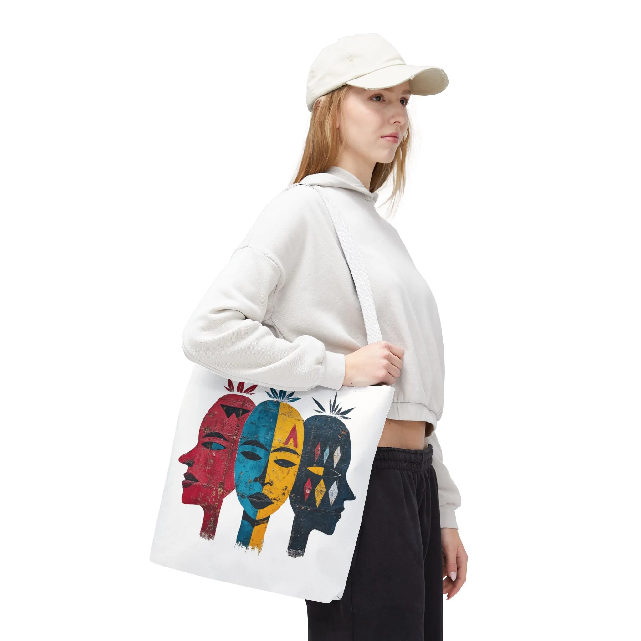 Artistic Tote Bag with Abstract Faces - Bohemian Style, Eco-Friendly Shopping Bag, Gift for Art Lovers, Unique Beach Bag, Festival Accessory - Image 25