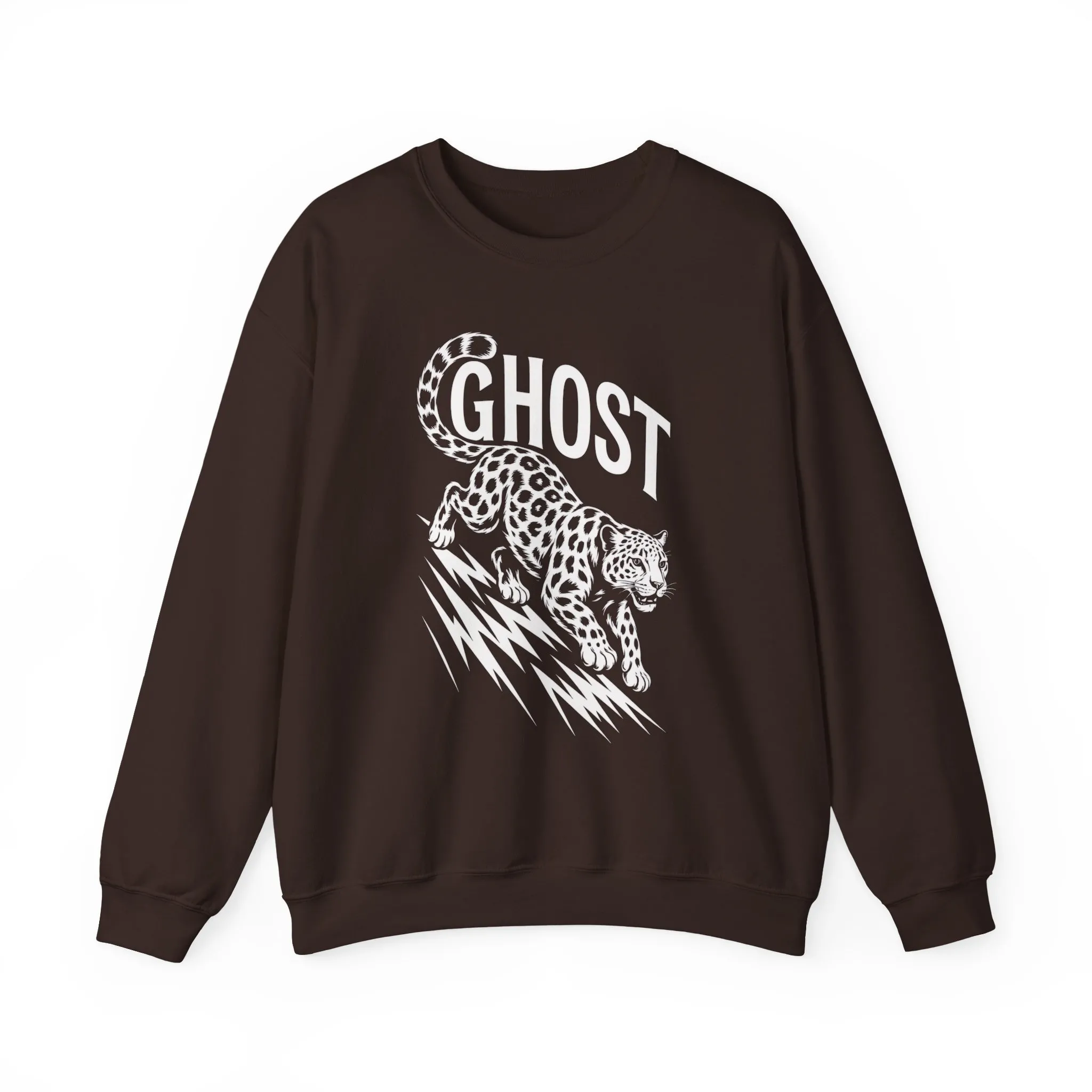 Ghost Leopard Crewneck Sweatshirt, Unisex Fashion, Cozy Casual Wear, Graphic Sweatshirt, Wild Animal Art, Gift for Animal Lovers - Image 4