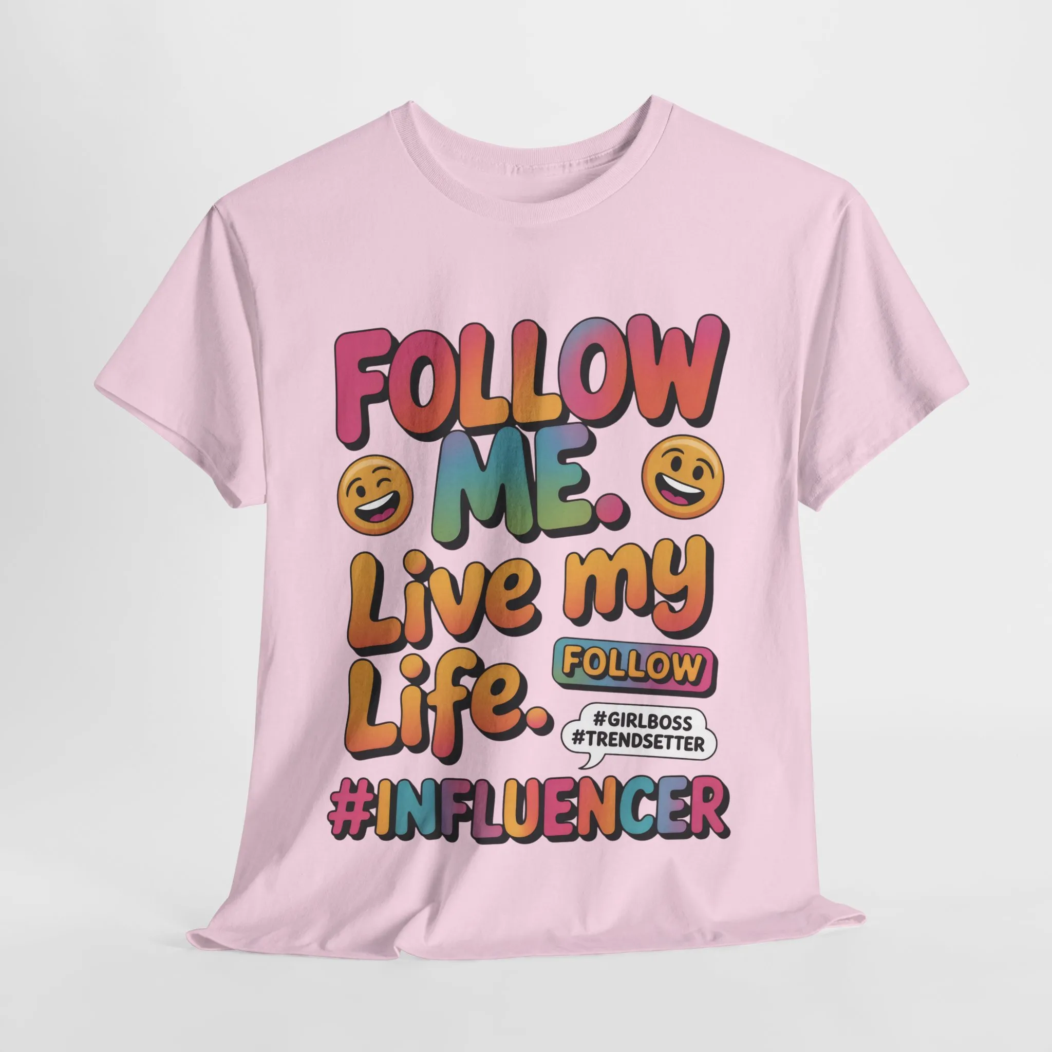 Womens Heavy Cotton Tee, Influencer Graphic Tee, Follow Me Live My Life Shirt, Colorful Trendy GirlBoss T-Shirt, Trendsetter Summer Wear - Image 46