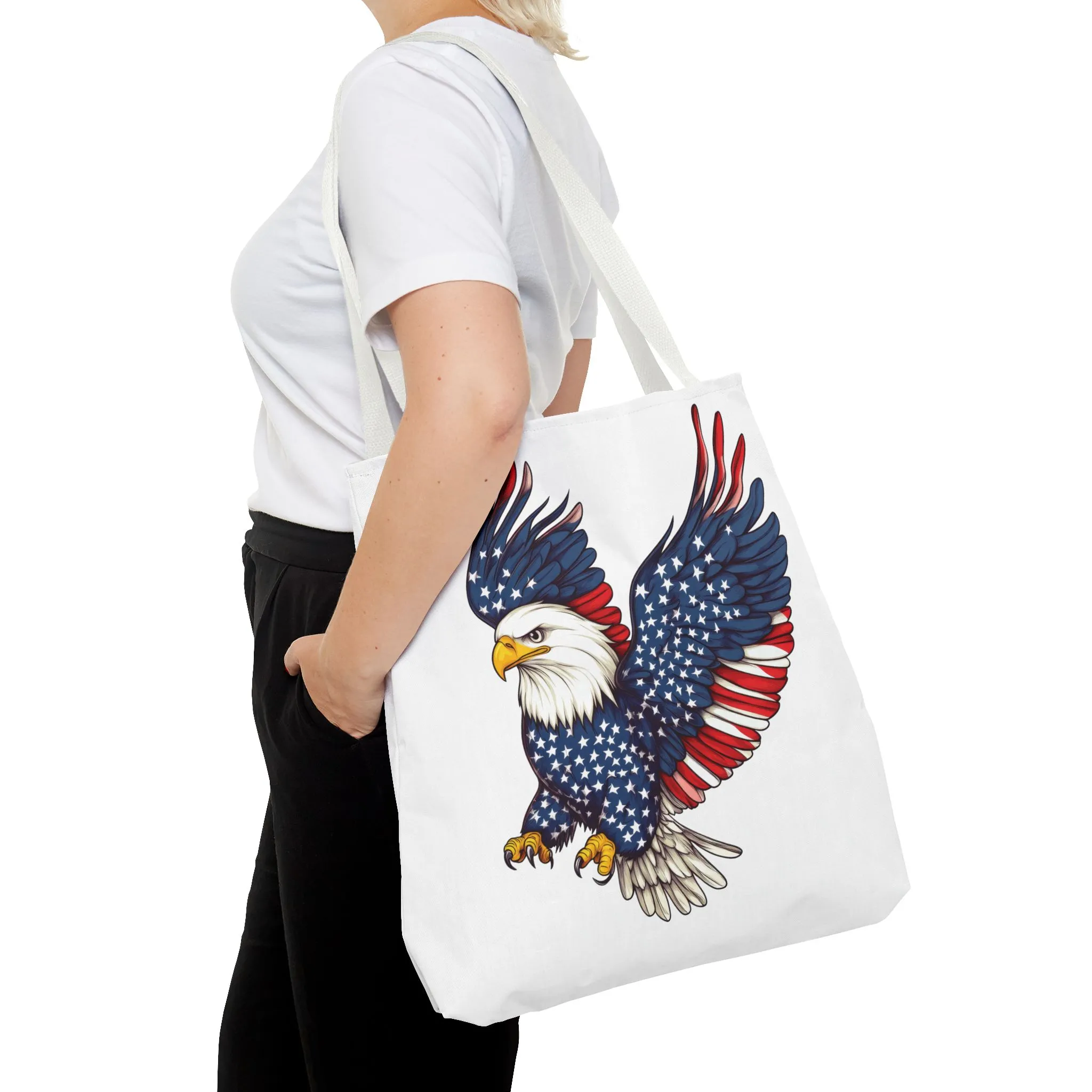 Patriotic Eagle Tote Bag, AOP, Perfect for July 4th, Festivals, Eco-Friendly Shopping, Gift for Nature Lovers, large canvas bag, beach bag - Image 24
