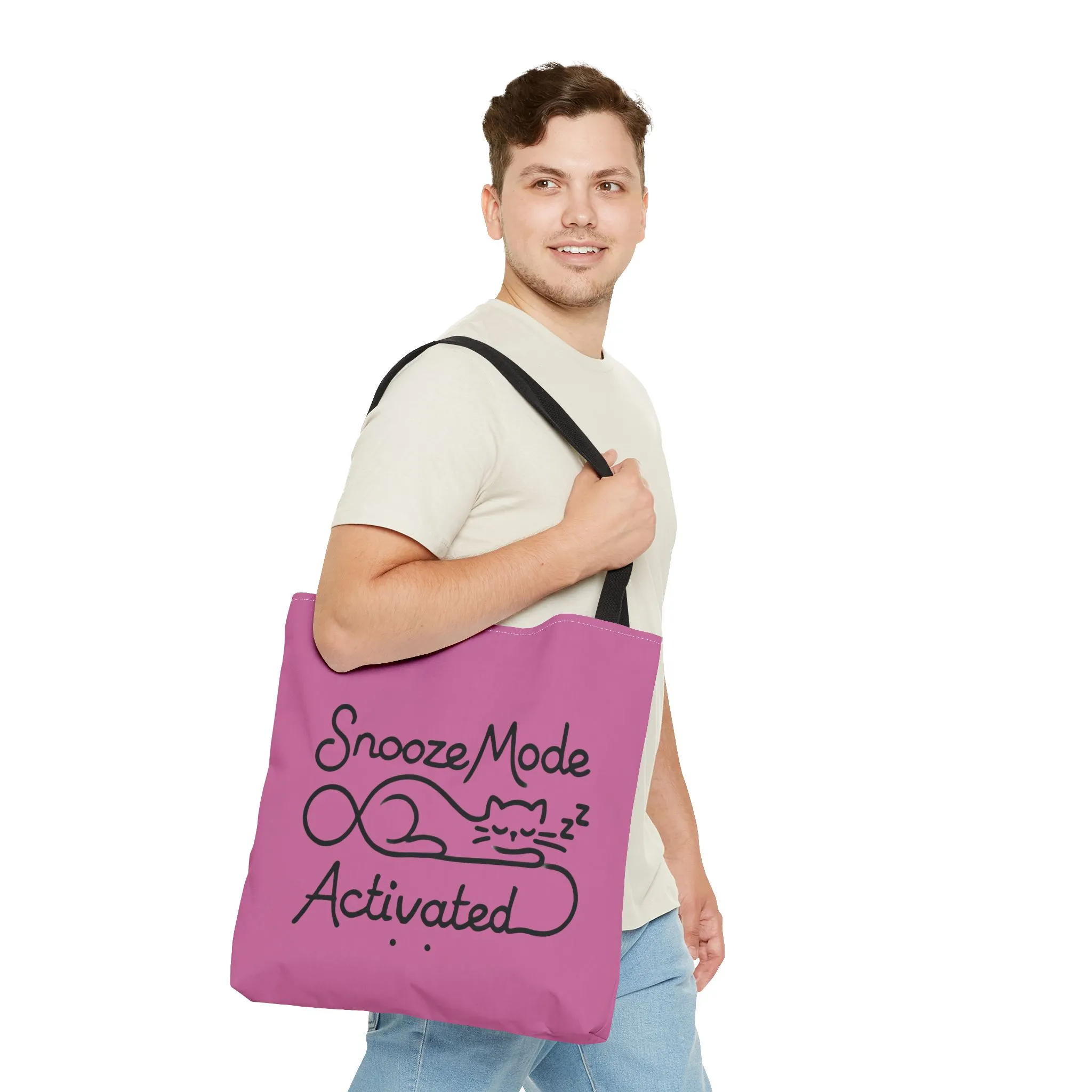 Sleepy Cat Tote Bag - Snooze Mode Activated, Cute Cat Lover Gift, Lounge Essential, Beach, Grocery, Everyday Use, Beach Weekender Bag - Image 4
