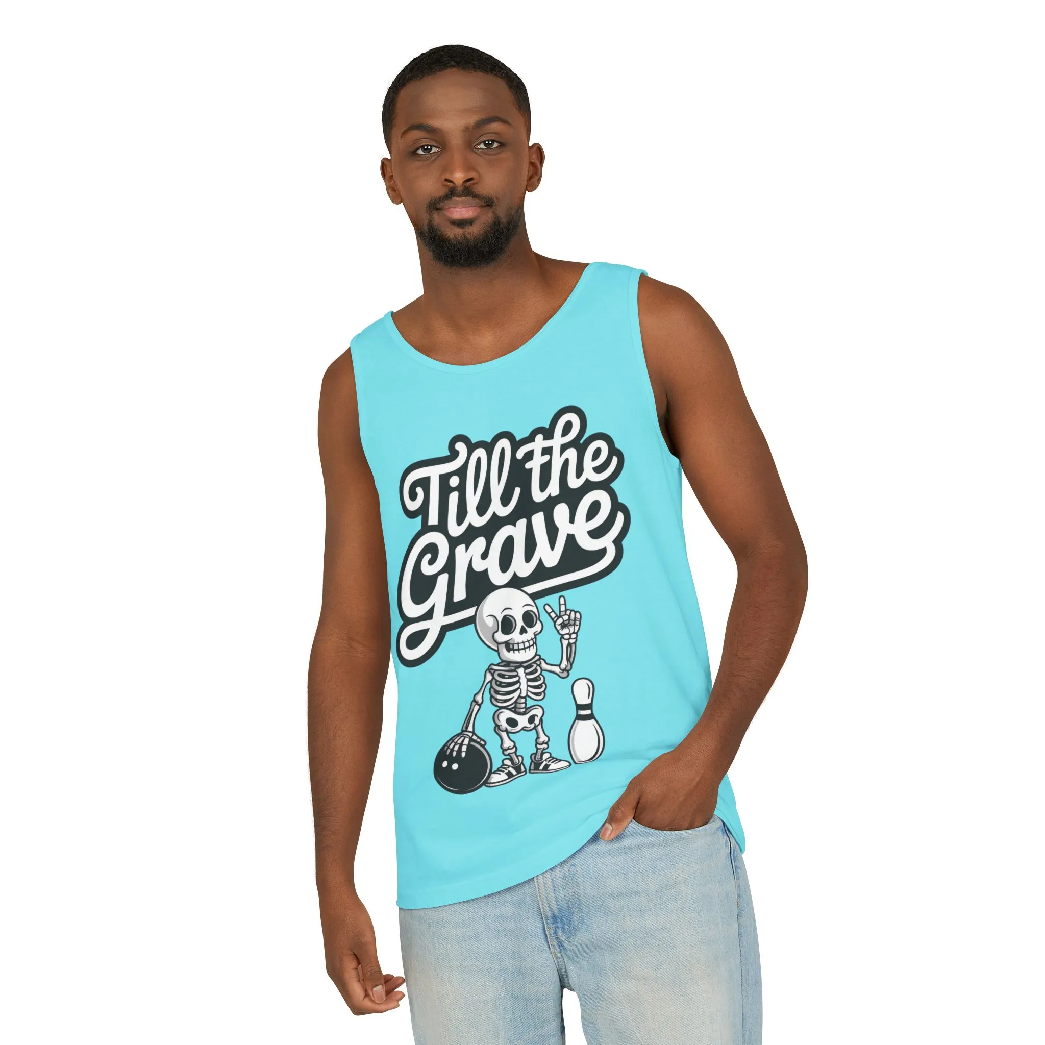 Funny Skeleton Bowling Tank Top, Halloween Apparel, Casual Summer Style, Cool Bowler Skull Workout Top, Strike Till the End - Image 24
