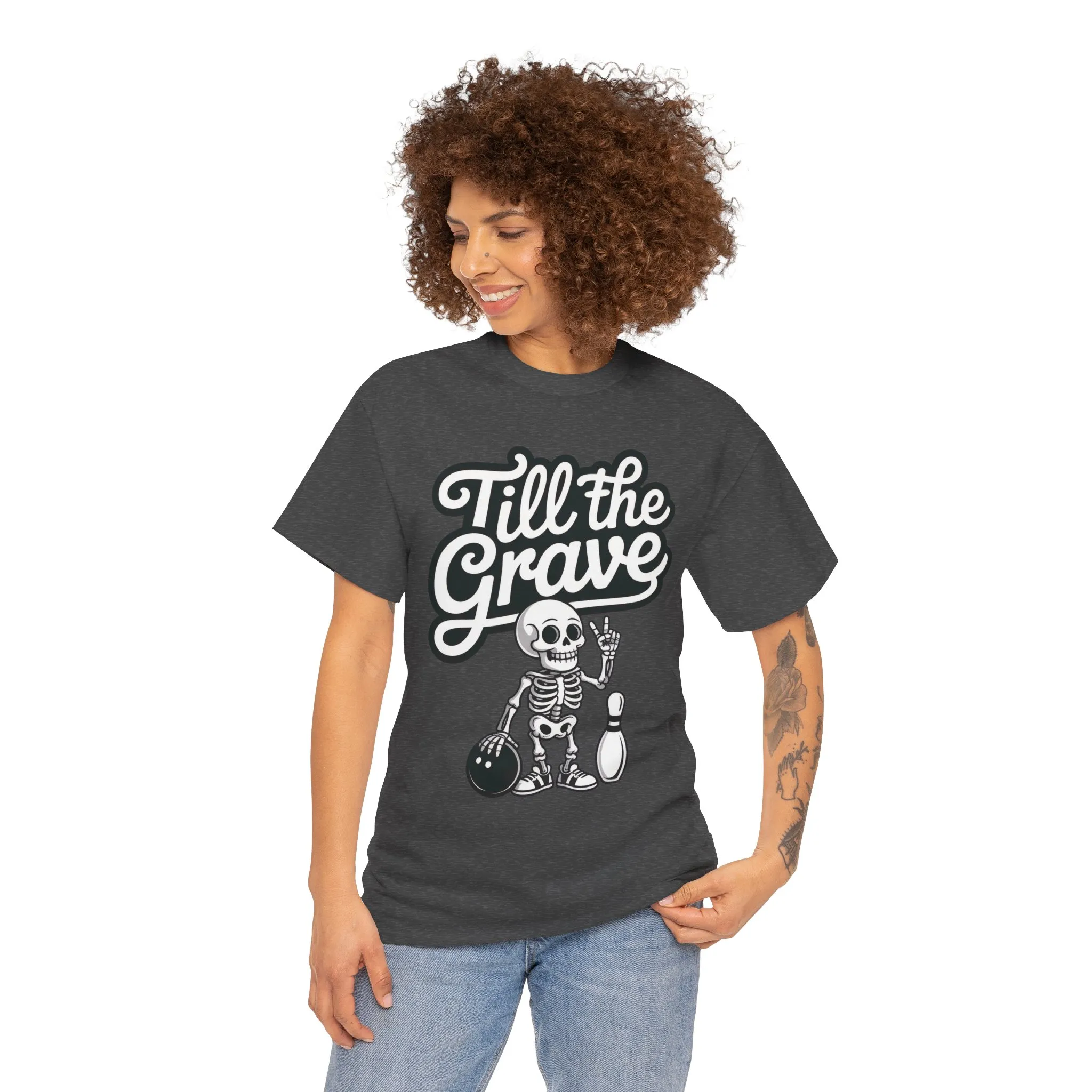Funny Skeleton Bowling Womens Tee, Till the Grave, Funny Shirt, Halloween Gift, Skull Graphic, Casual Wear, Sporty Style - Image 11