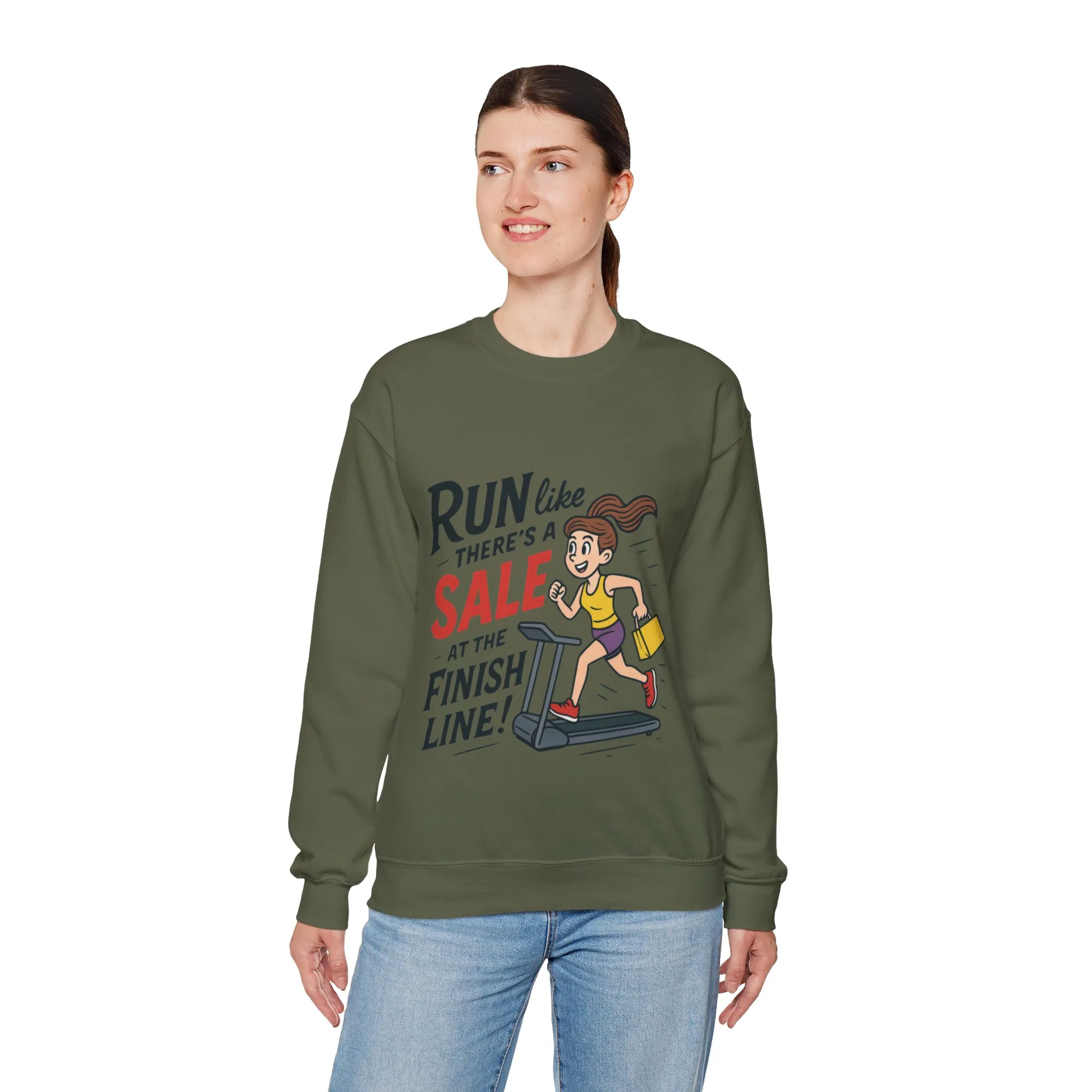 Run Like Theres a SALE at the Finish Line! Womens Sweatshirt, Funny Shopping Pullover, Treadmill Runner Gift for Her, Sale Humor Tee - Image 12