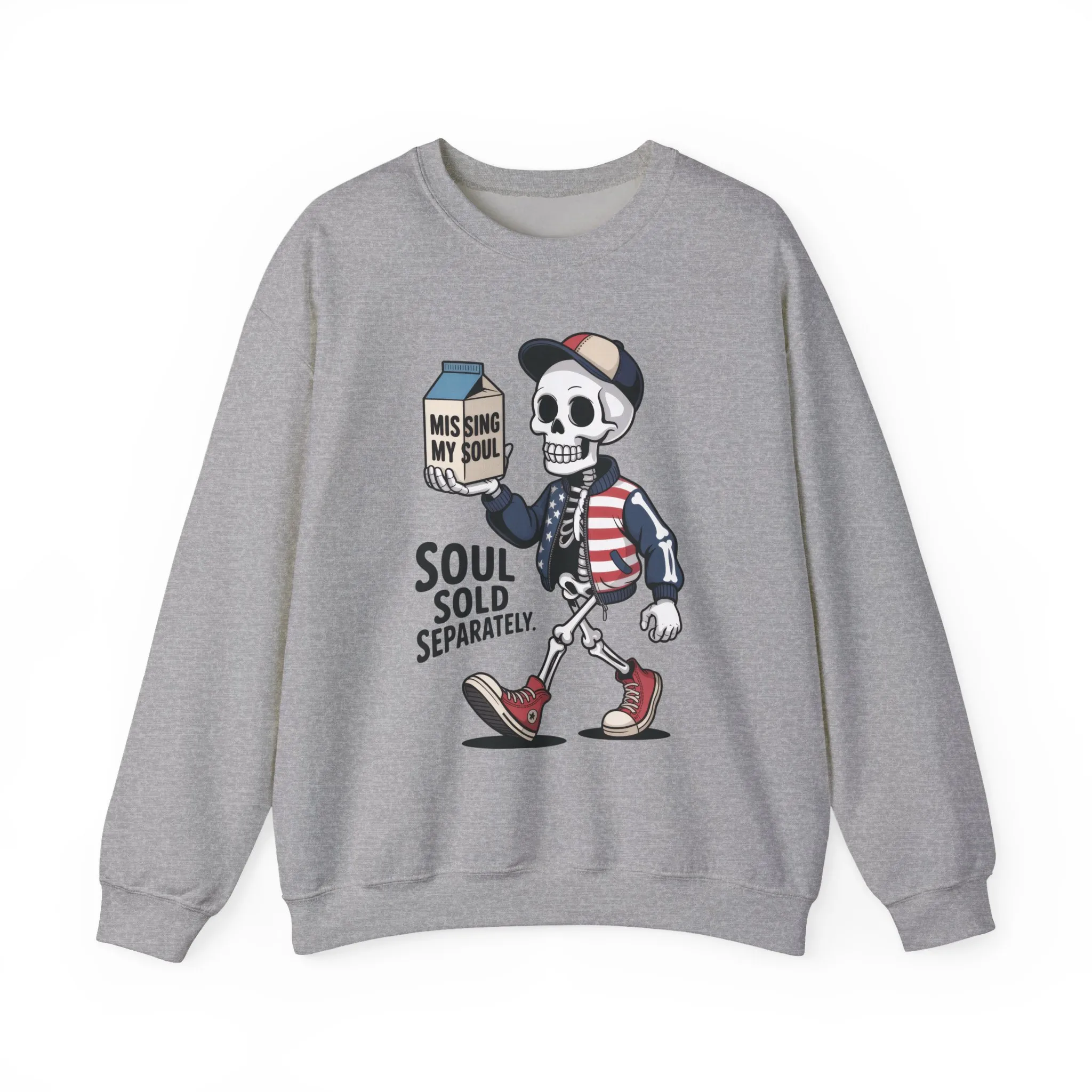 Skeleton Graphic Sweatshirt, Soul Sold Separately Pullover, Funny Gothic Streetwear, Missing My Soul Skull Hoodie Alternative - Image 2