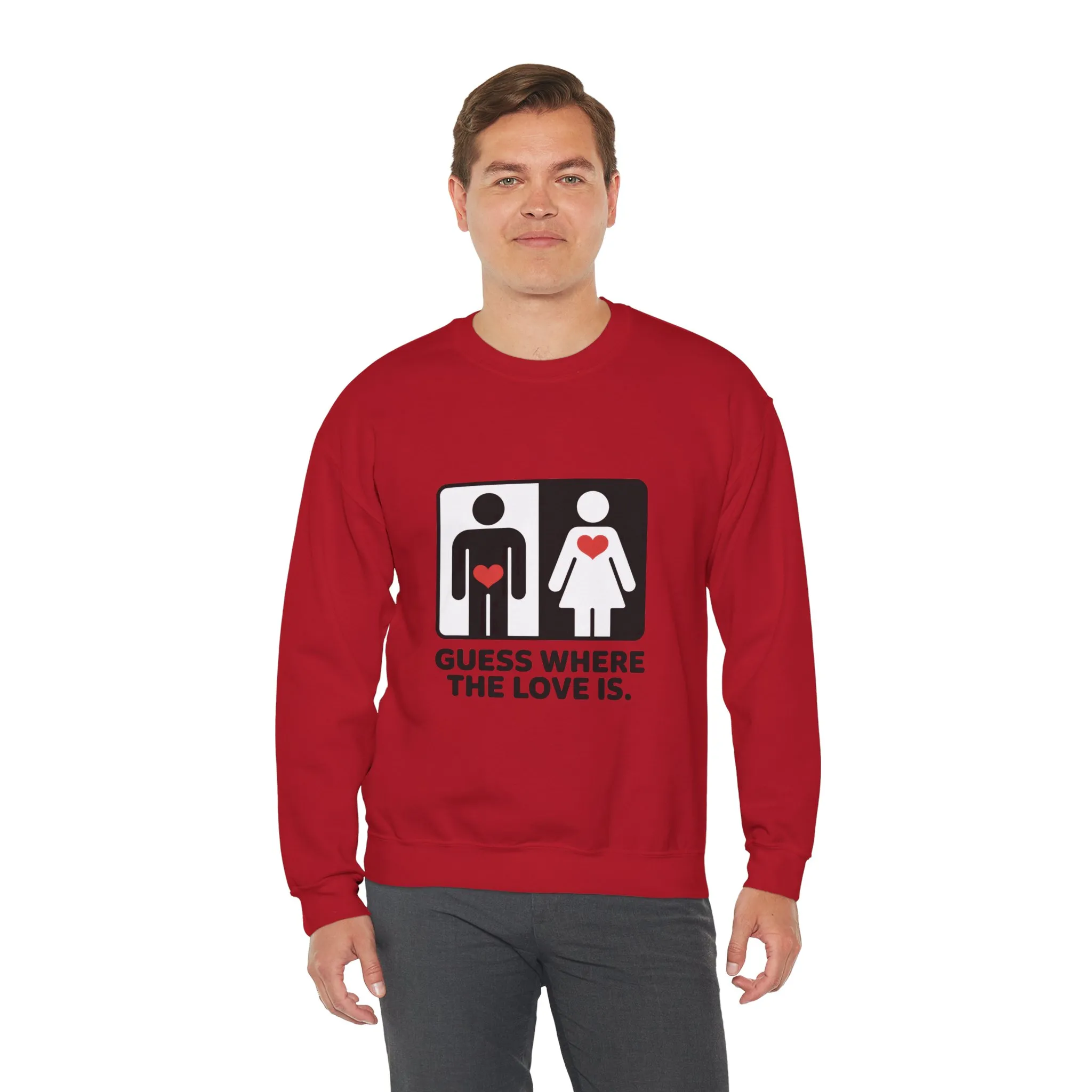 Guess Where the Love Is Mens Crewneck Sweatshirt, Cute Couples Gift, Love Themed Apparel, Valentine's Day Apparel, Relationship Sweatshirt - Image 24