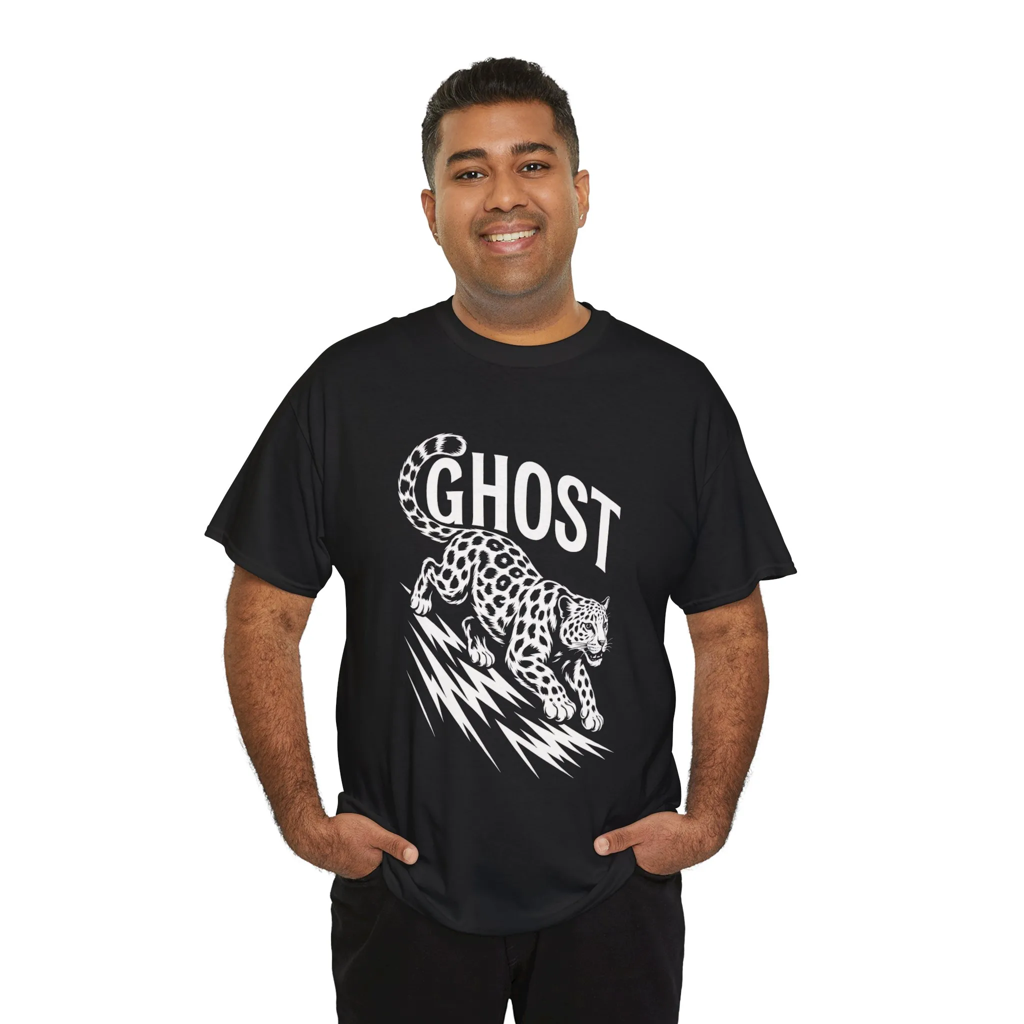 Ghost Leopard Graphic Tee, Mens T-Shirt, Casual Wear, Animal Print Top, Gift for Cat Lovers, Halloween Outfit - Image 3