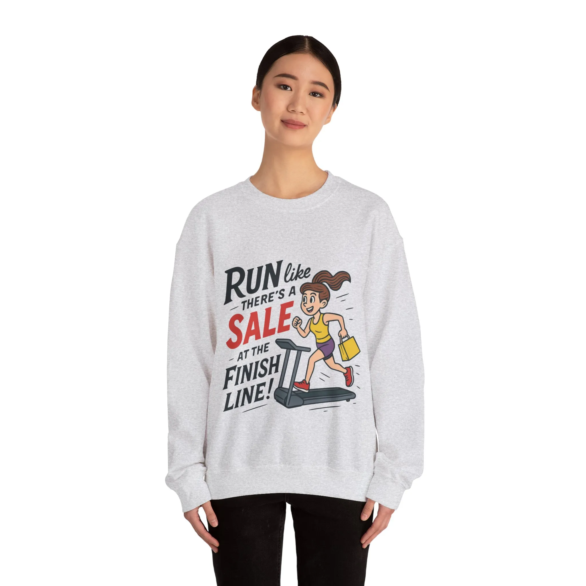 Run Like Theres a SALE at the Finish Line! Womens Sweatshirt, Funny Shopping Pullover, Treadmill Runner Gift for Her, Sale Humor Tee - Image 3