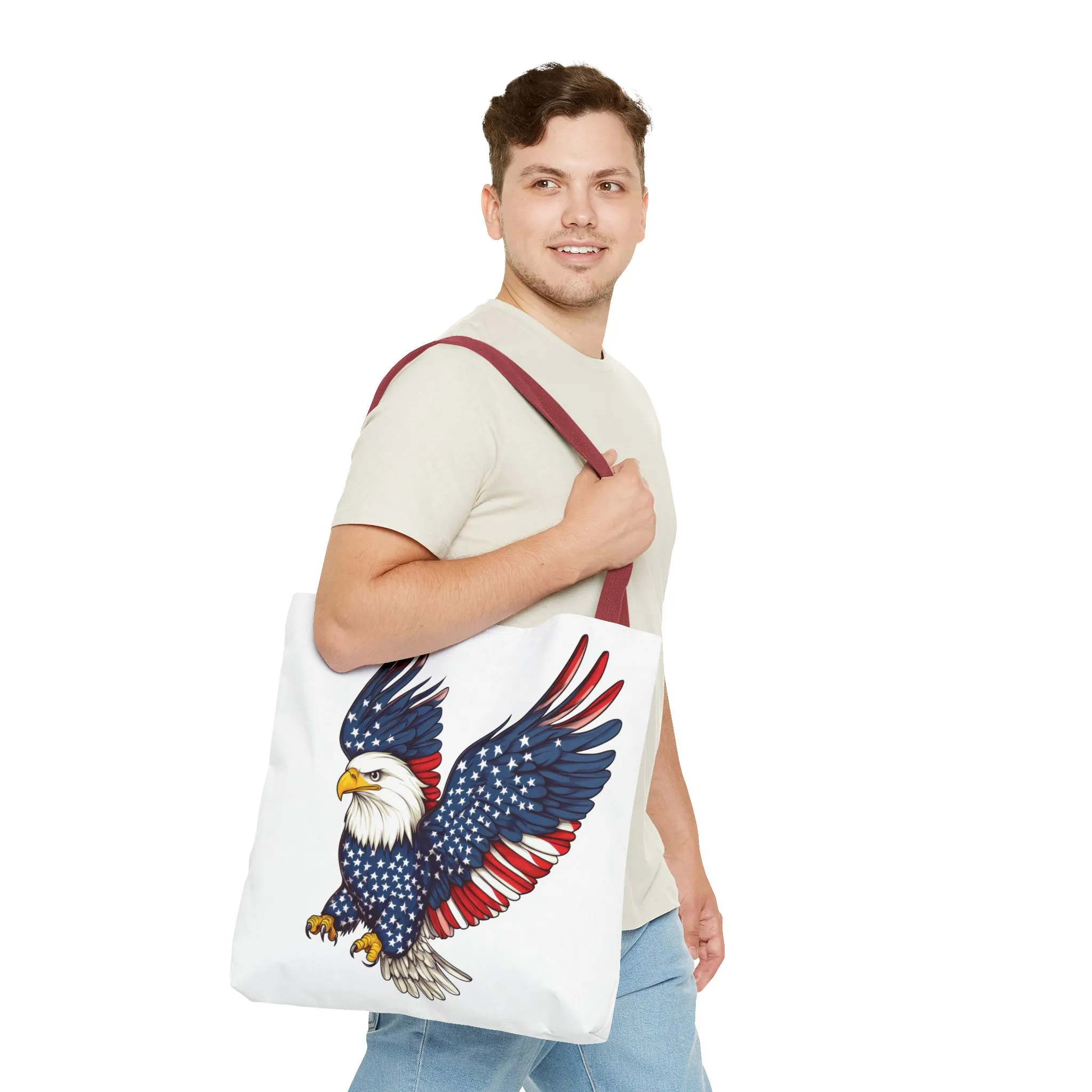 Patriotic Eagle Tote Bag, AOP, Perfect for July 4th, Festivals, Eco-Friendly Shopping, Gift for Nature Lovers, large canvas bag, beach bag - Image 15