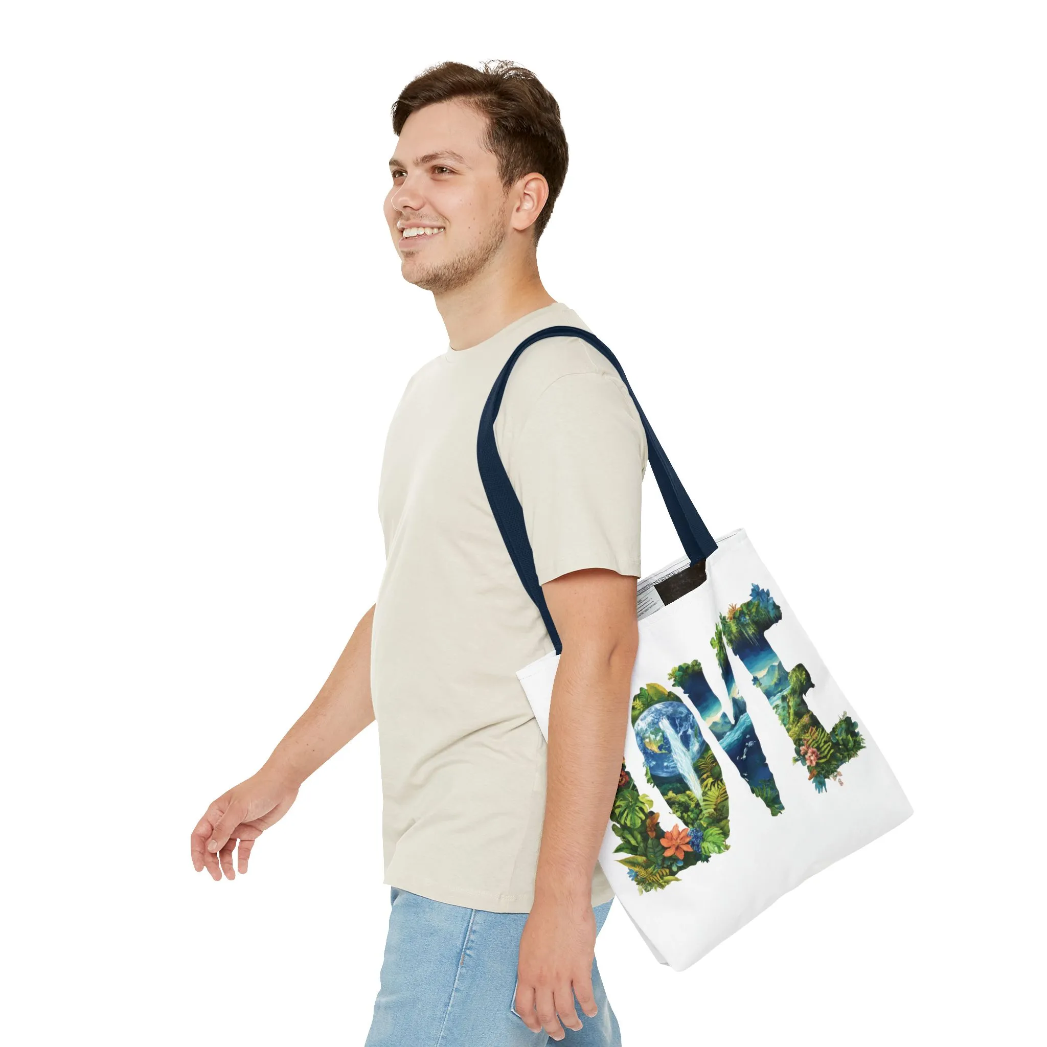 Earth Day LOVE Tote Bag, Eco Friendly Nature Art Bag, Sustainable Planet Message, Floral Tote, Shopping Bag, Beach Bag, Large Canvas Bag - Image 43
