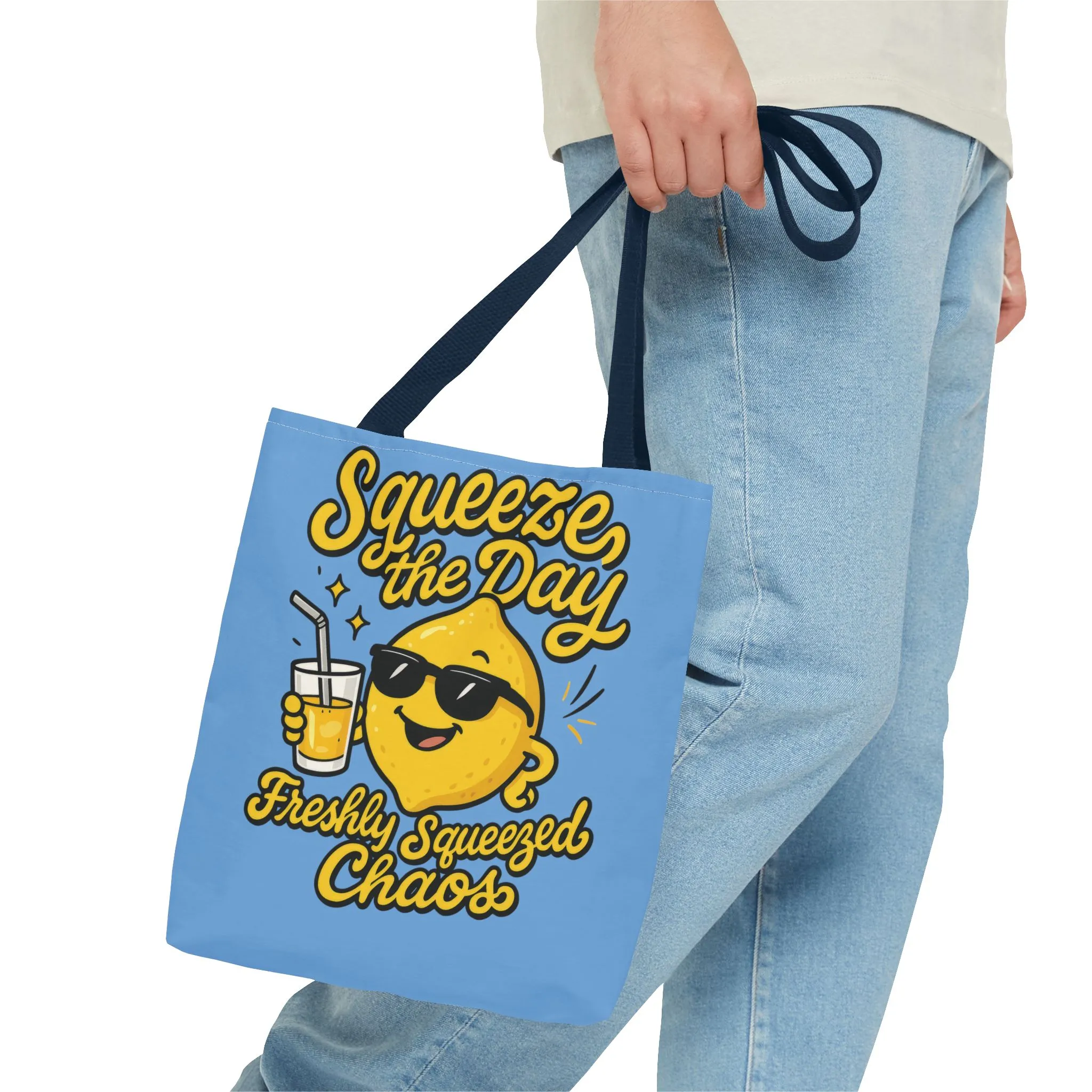 Lemon Themed Tote Bag, Squeeze the Day, Shopping Bag, Gift for Citrus Lovers, Eco-Friendly Carrier, Summer Accessory, Beach Weekender Bag - Image 8