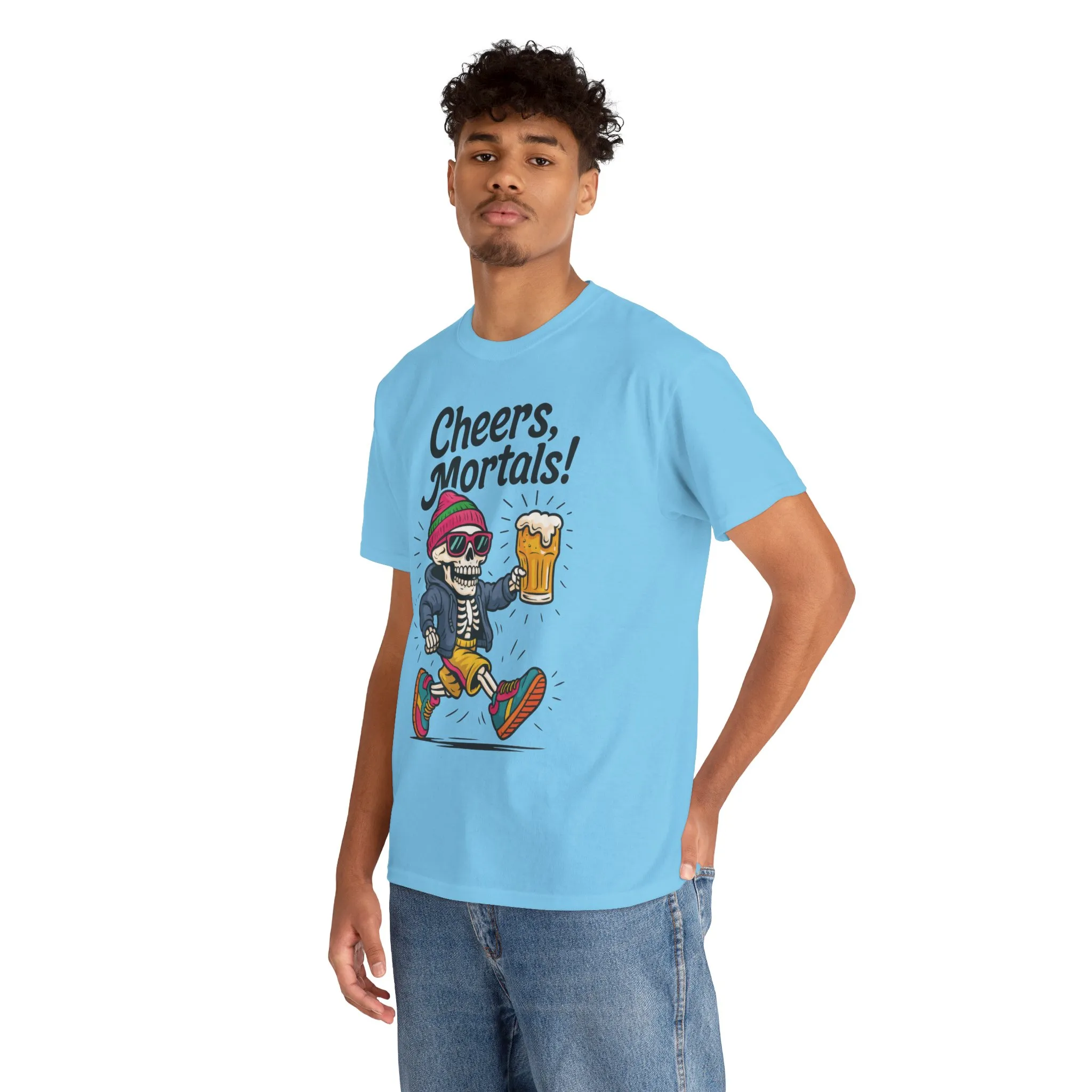 Cheers, Mortals! Mens Tee, Funny Skeleton Beer Graphic Tee, Cool Drinking Humor Shirt, Party Gift for Him, Halloween Tee, Beer Lovers Gift - Image 20