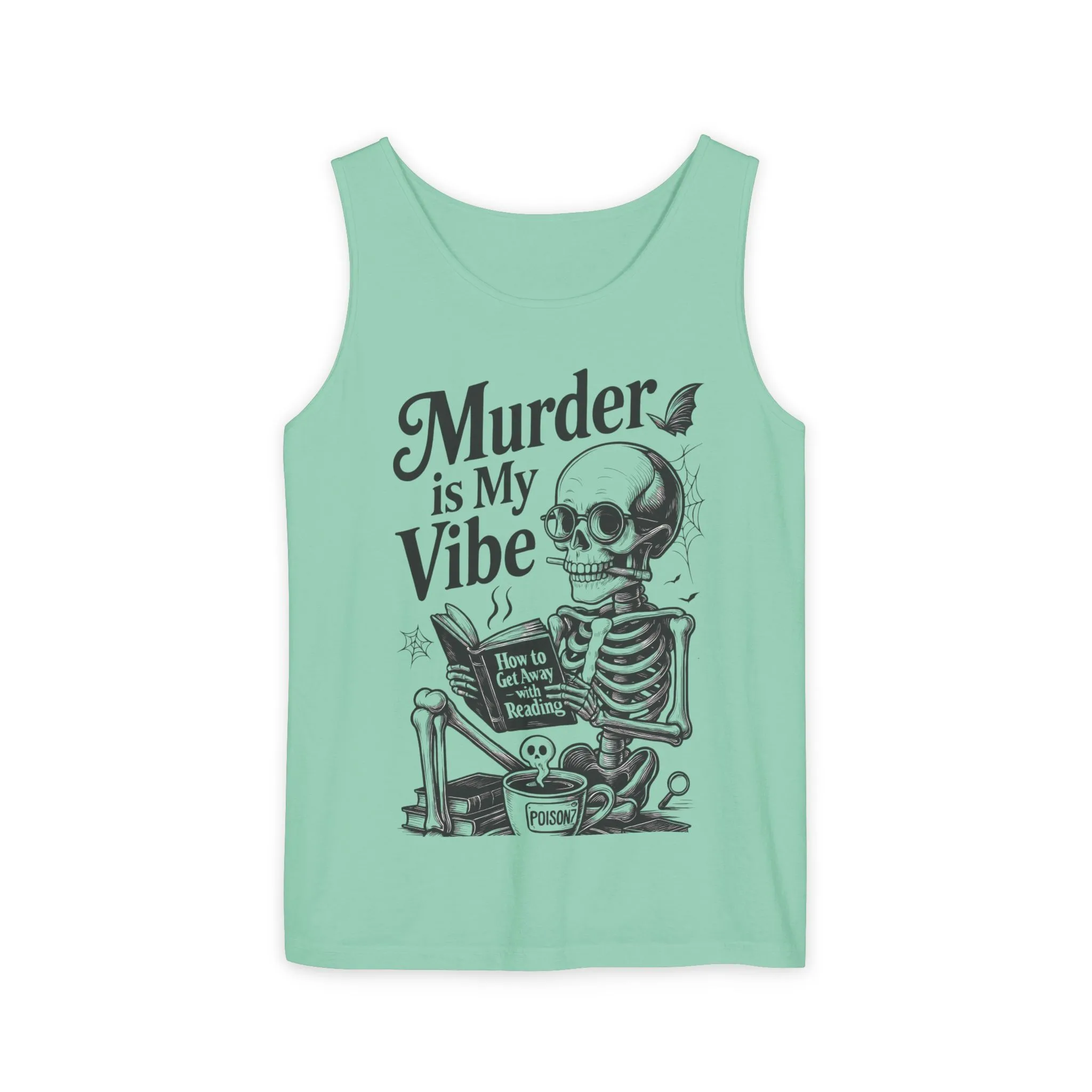 Murder Is My Vibe Tank Top, Womens Goth Tank, Halloween Clothing, Skeleton Graphic Tee, Cozy Casual Wear, Quirky Gift Idea - Image 3