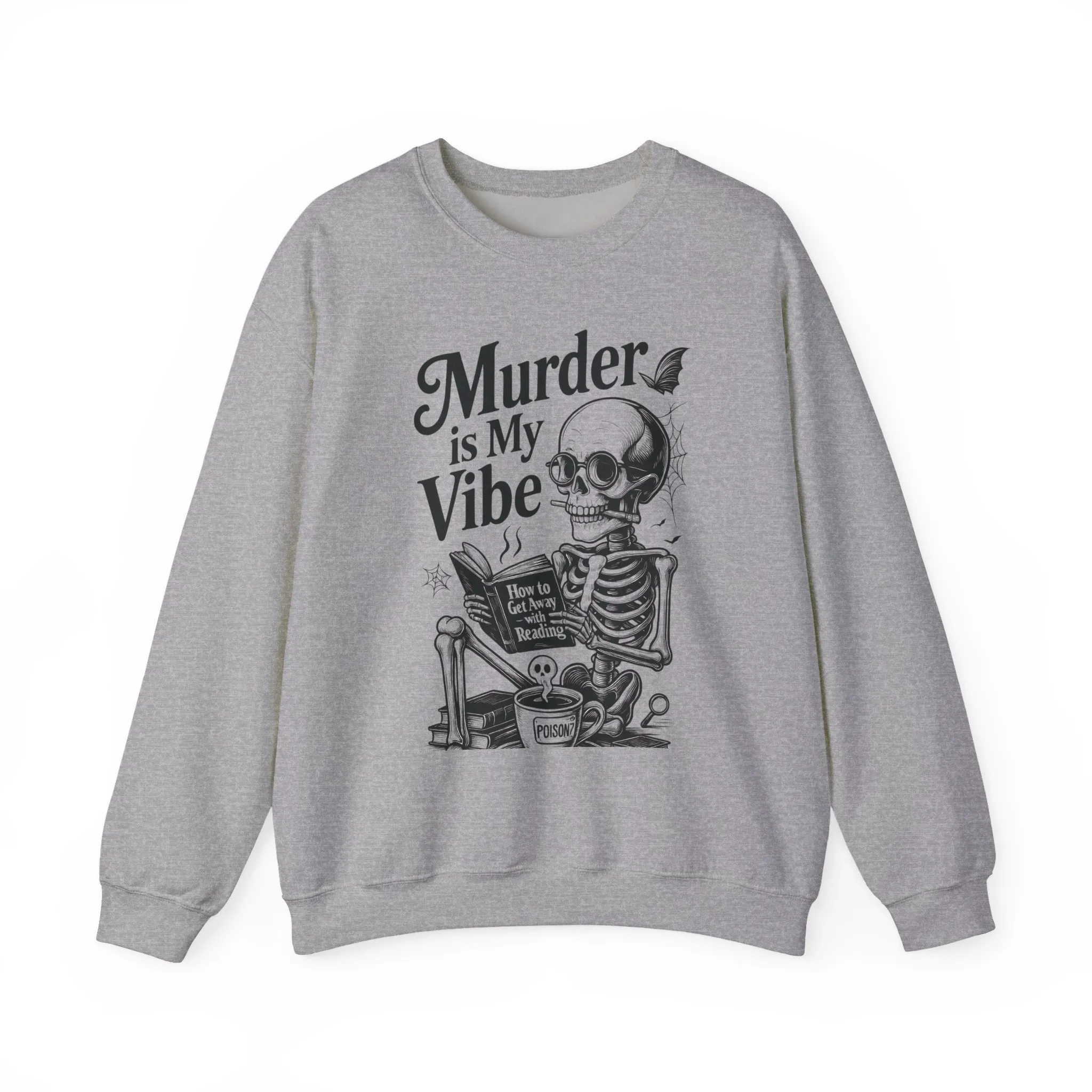 Murder is My Vibe Womens Crewneck Sweatshirt, Cozy Gift for Halloween, Unique Sweatshirt, Skull Graphic, Fall Fashion, Unisex Pullover - Image 7