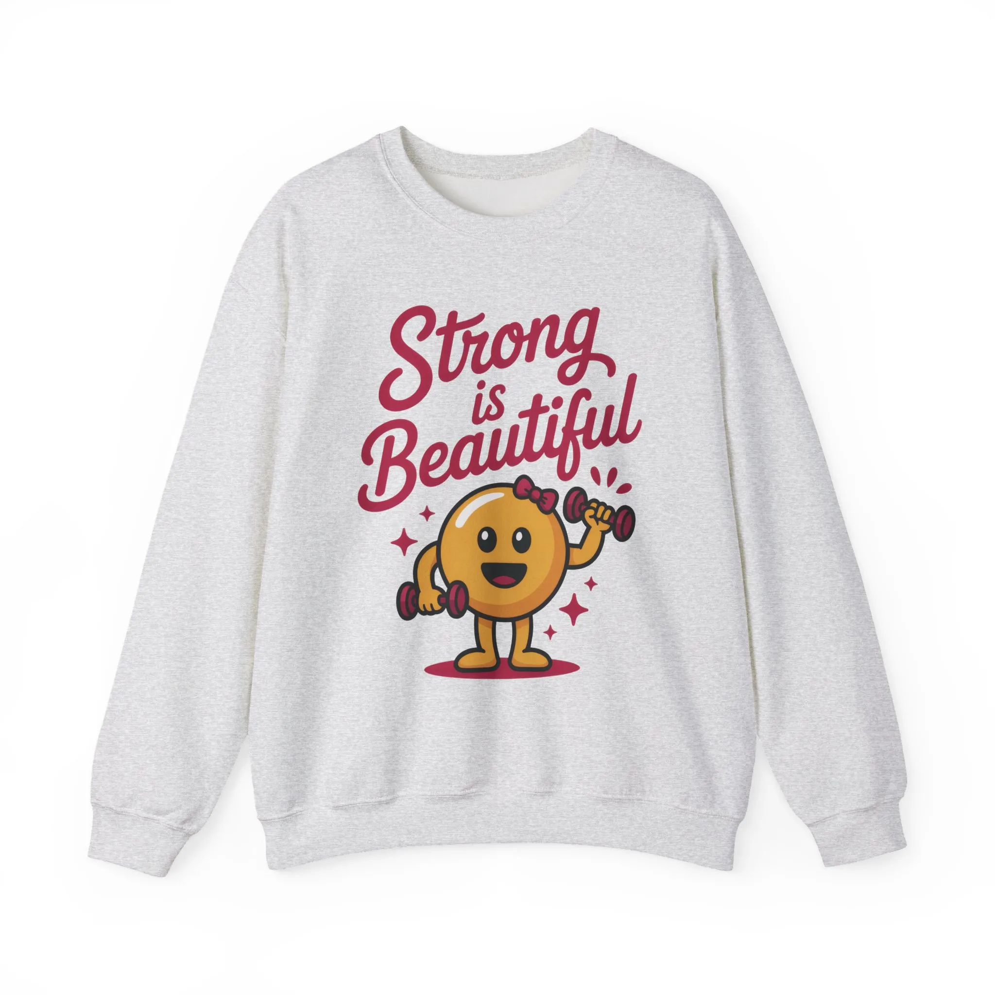 Strong is Beautiful Womens Crewneck Sweatshirt, Cute Fitness Graphic Pullover, Gym and Workout Motivation Sweater, Gift for Fitness Lovers - Image 4
