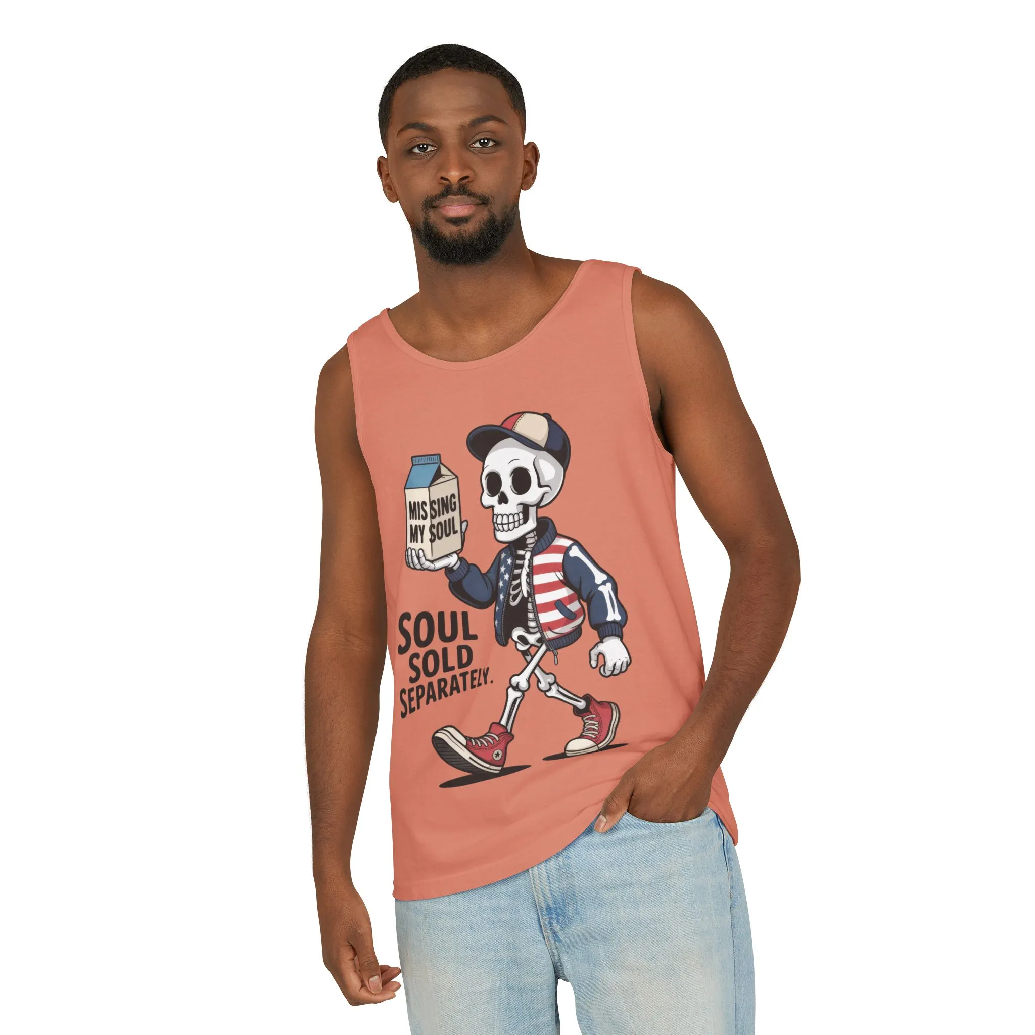 Funny Skeleton Tank Top, Soul Sold Separately Muscle Tee, Missing My Soul Graphic Shirt, Gothic Streetwear Workout Top - Image 4