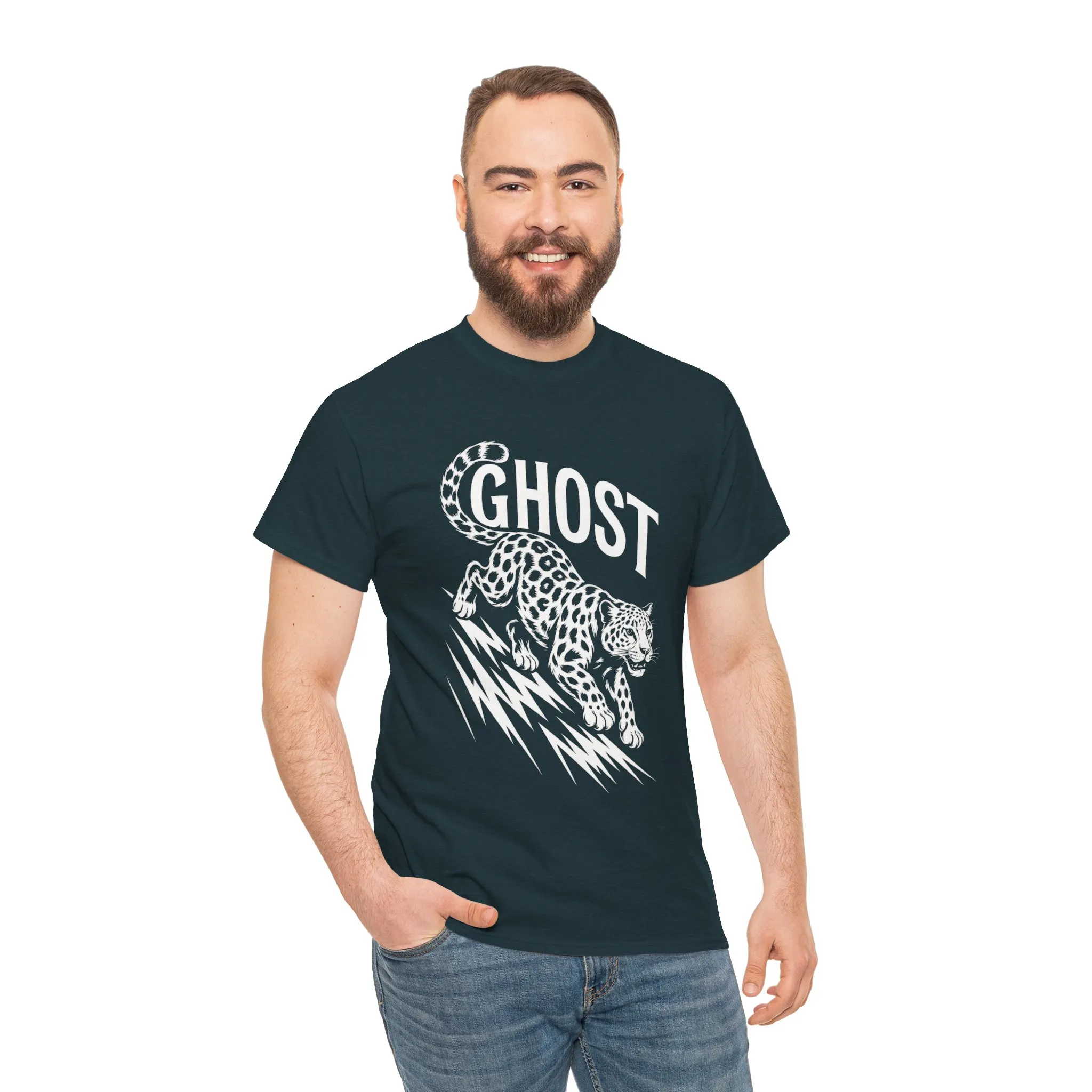 Ghost Leopard Graphic Tee, Mens T-Shirt, Casual Wear, Animal Print Top, Gift for Cat Lovers, Halloween Outfit - Image 32