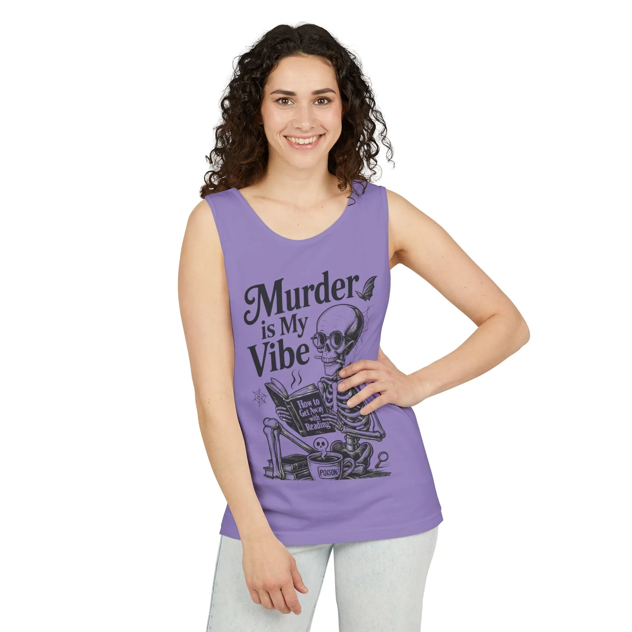 Murder Is My Vibe Tank Top, Womens Goth Tank, Halloween Clothing, Skeleton Graphic Tee, Cozy Casual Wear, Quirky Gift Idea - Image 26