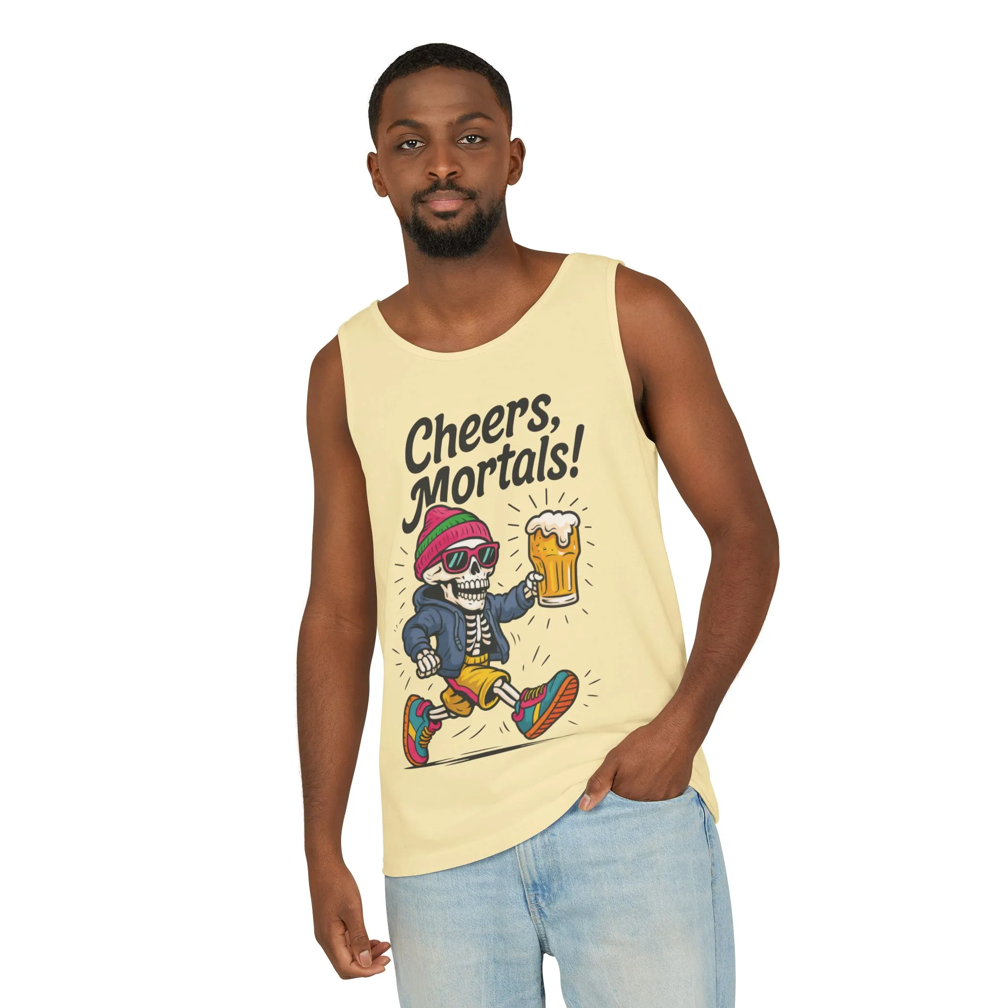 Cheers Mortals! Mens Tank Top, Funny Skeleton Beer Graphic Tee, Drinking Humor Shirt, Party Gift for Him, Halloween Tank, Beer Lovers Gift - Image 29
