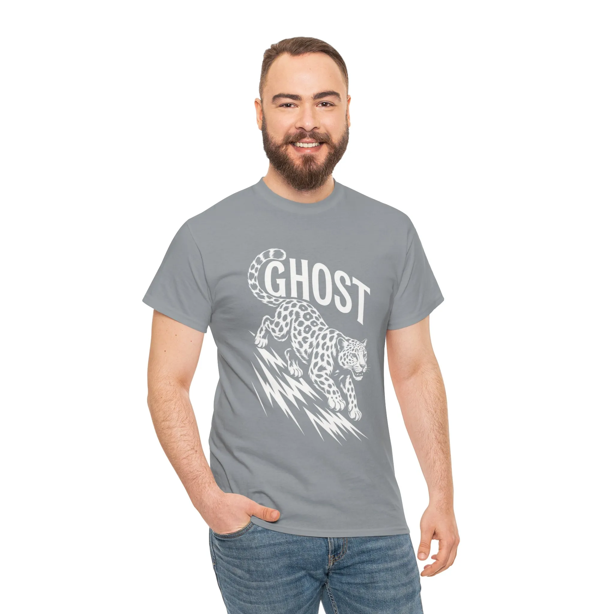 Ghost Leopard Graphic Tee, Mens T-Shirt, Casual Wear, Animal Print Top, Gift for Cat Lovers, Halloween Outfit - Image 8