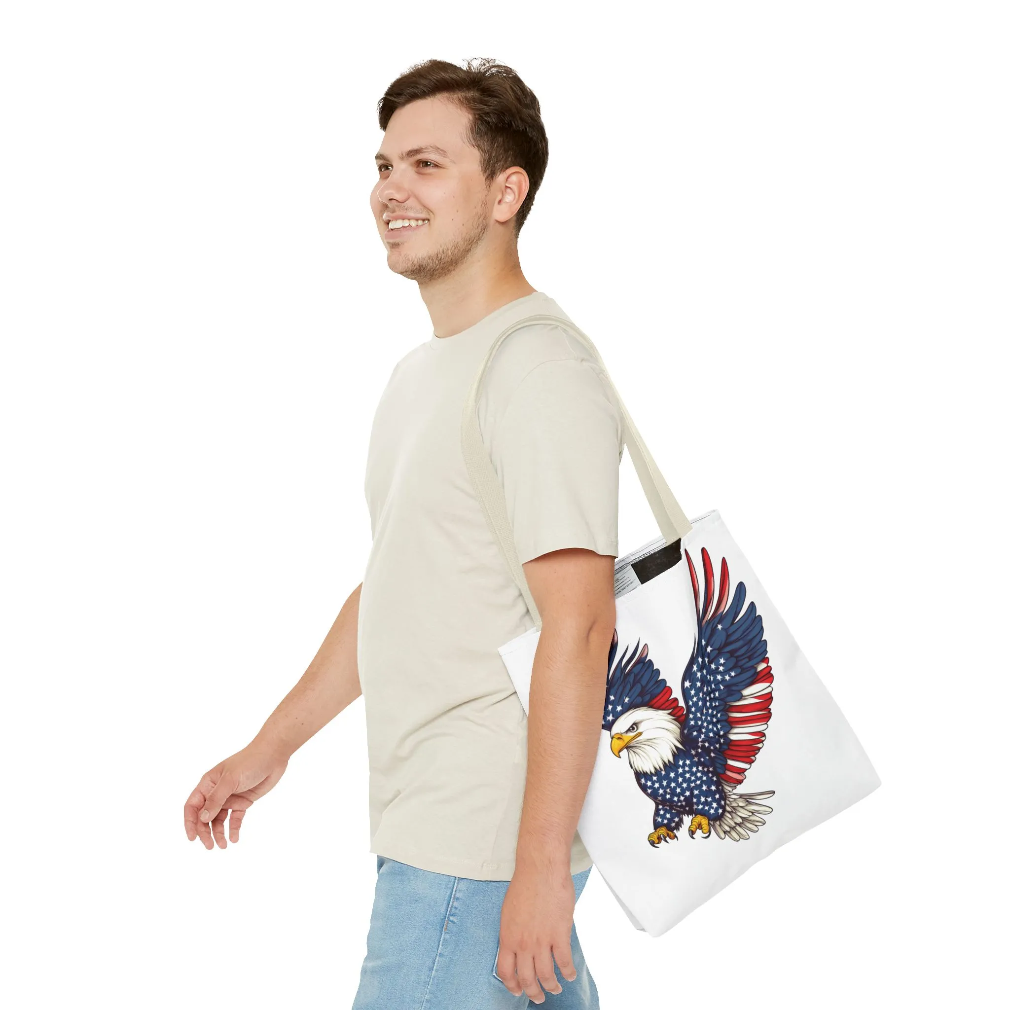 Patriotic Eagle Tote Bag, AOP, Perfect for July 4th, Festivals, Eco-Friendly Shopping, Gift for Nature Lovers, large canvas bag, beach bag - Image 27