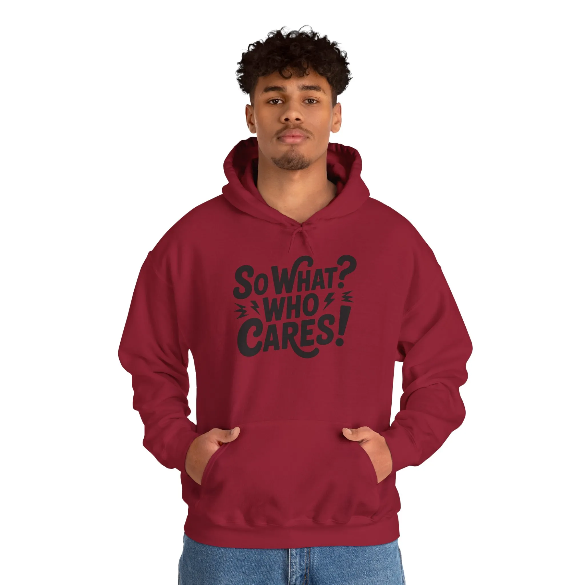 So What? Who Cares! Funny Mens Hoodie, Bold Statement Design, Lightning Graphic Pullover, Rebellious Urban Humor, Funny Streetwear - Image 35