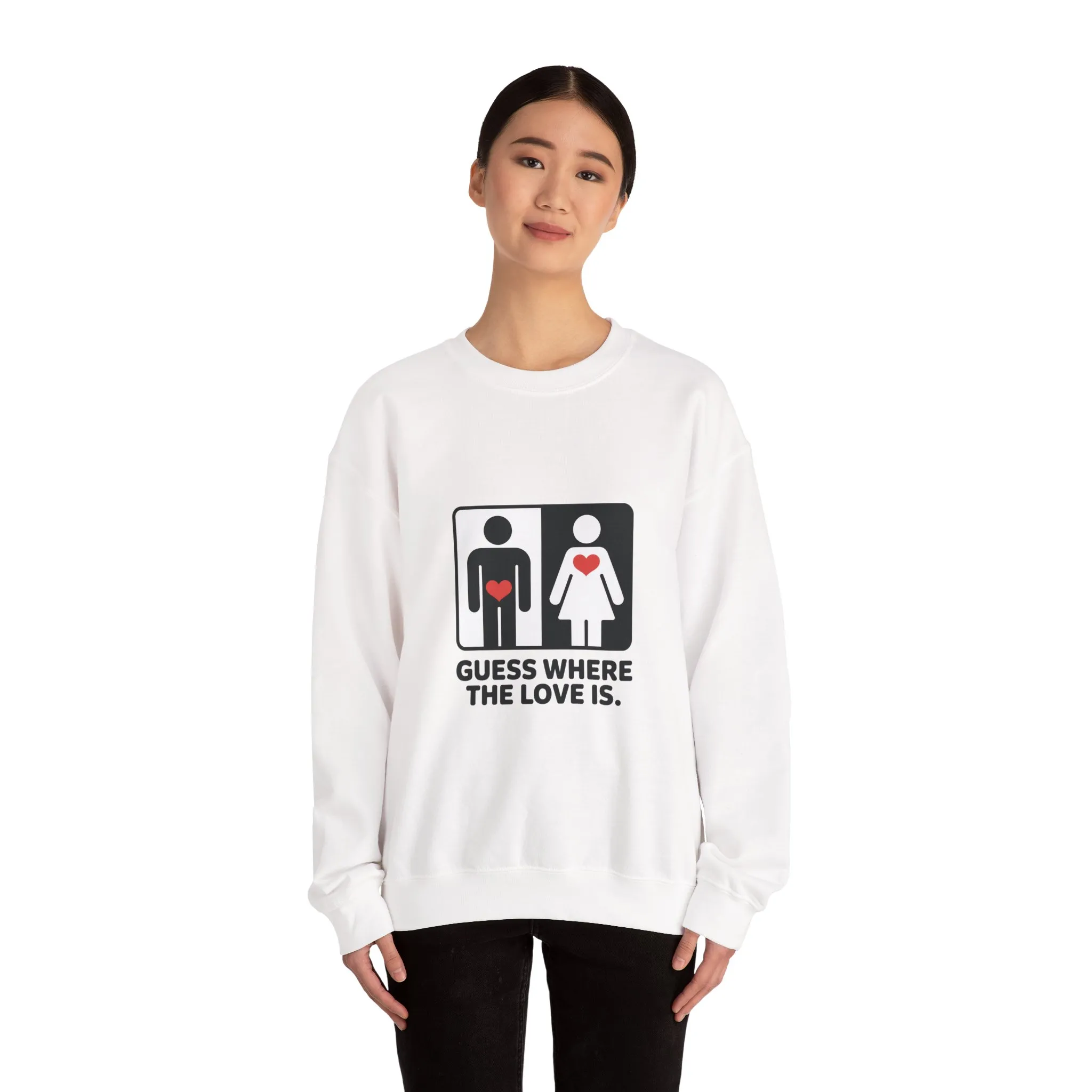 GuesWhere the Love Is Womens Sweatshirt, Couples Gift, Valentines Day Apparel, Matching Sweatshirt, Relationship Sweatshirt, Love Joke Graphic - Image 5