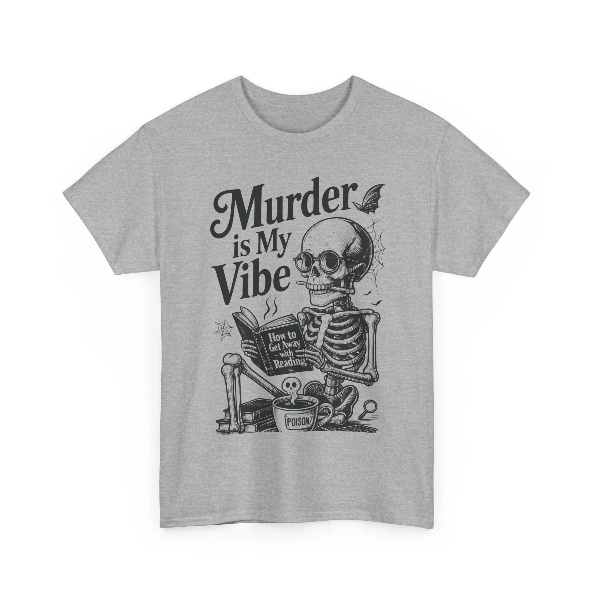 Womens Heavy Cotton Tee - "Murder is My Vibe" Graphic Shirt for Ghoulish Vibes, Halloween Fun, Spooky Season, Casual Wear, Gift for [...] - Image 7