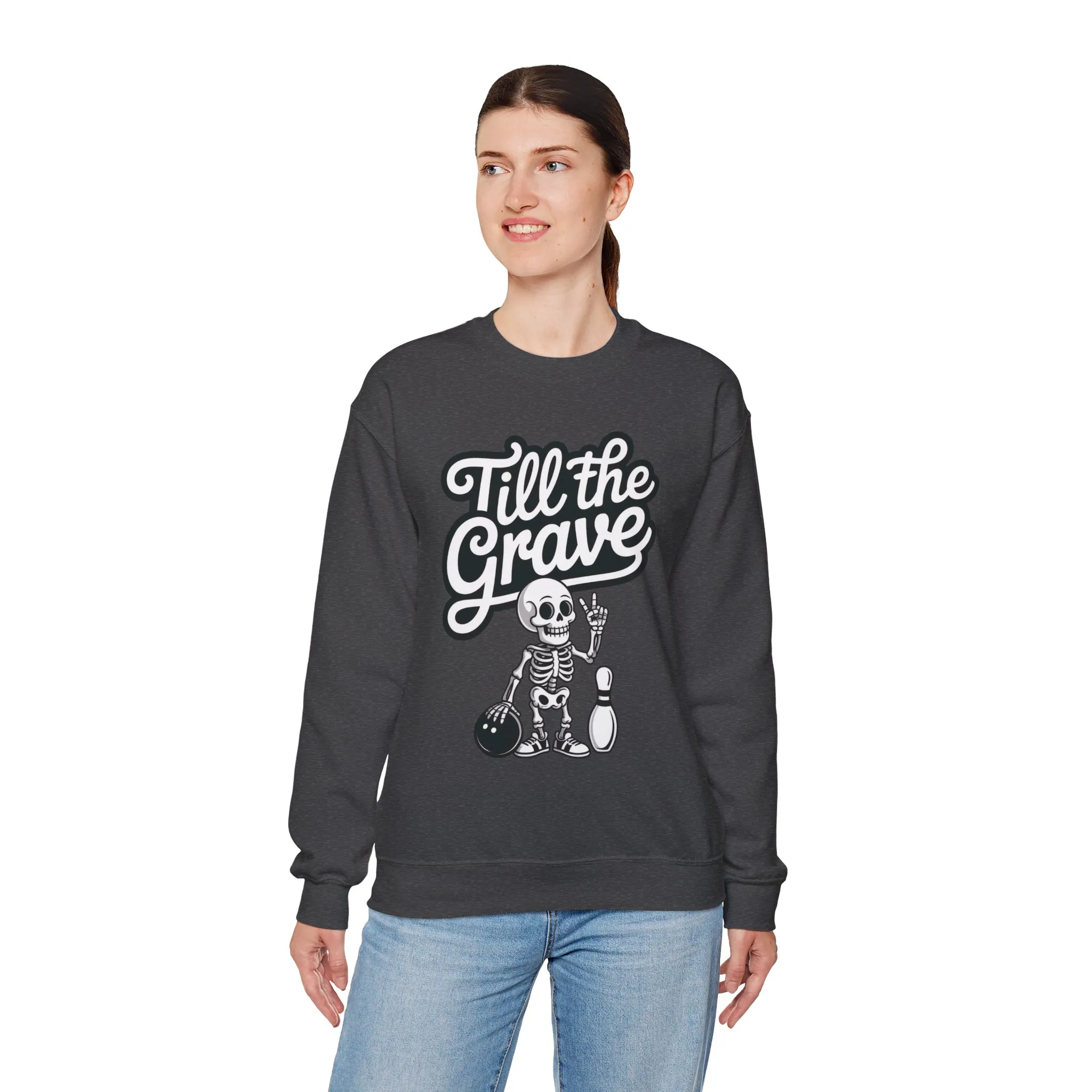 Funny Skeleton Bowling Sweatshirt, Womens Crewneck, Halloween Gift, Casual Wear, Till the Grave Sweatshirt, Bowling Lover Apparel - Image 12