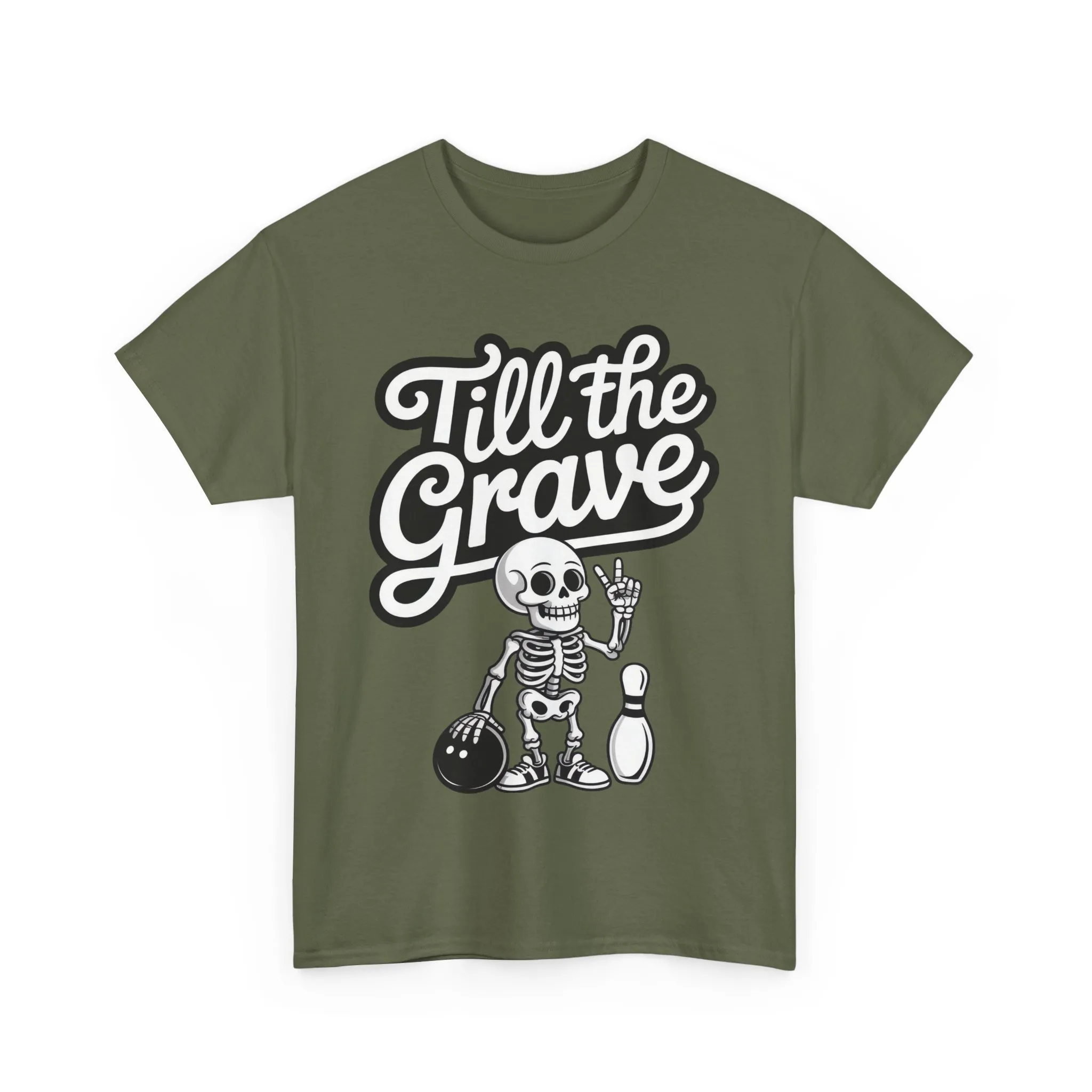 Skeleton Bowling Graphic Tee, Mens Heavy Cotton Tee, Funny Halloween Shirt, Gift for Bowlers, Retro Style Apparel, Casual Wear - Image 10