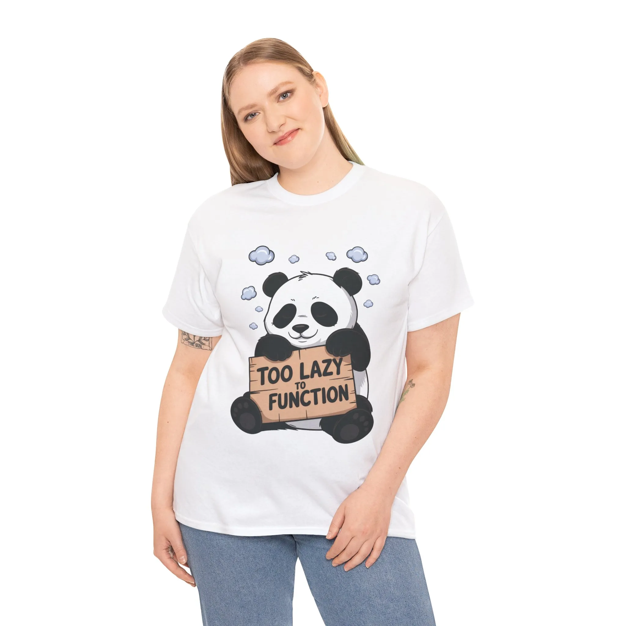 Too Lazy to Function Panda Tee, Unisex Cotton T-Shirt, Funny Shirt, Casual Wear, Gift for Sloth Lovers, Relaxed Vibe - Image 6