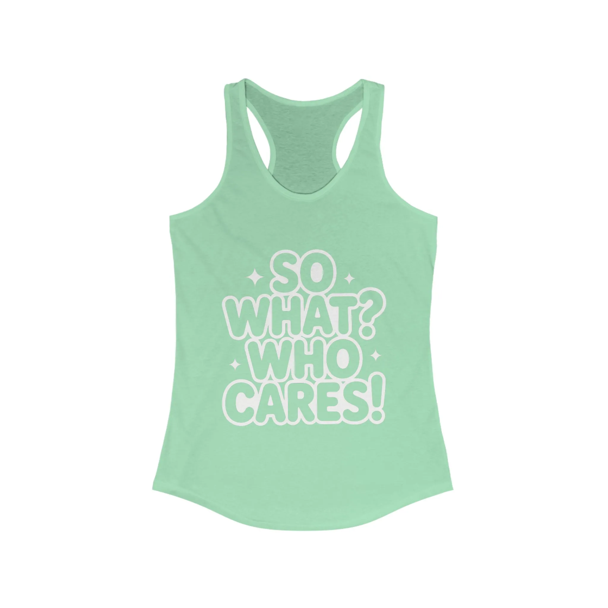 Trendy Womens Tank Top with 'So What? Who Cares!' Print, Casual Wear for Confident Souls, Funny Typography Tank, Sassy Graphic Tee for Women - Image 5