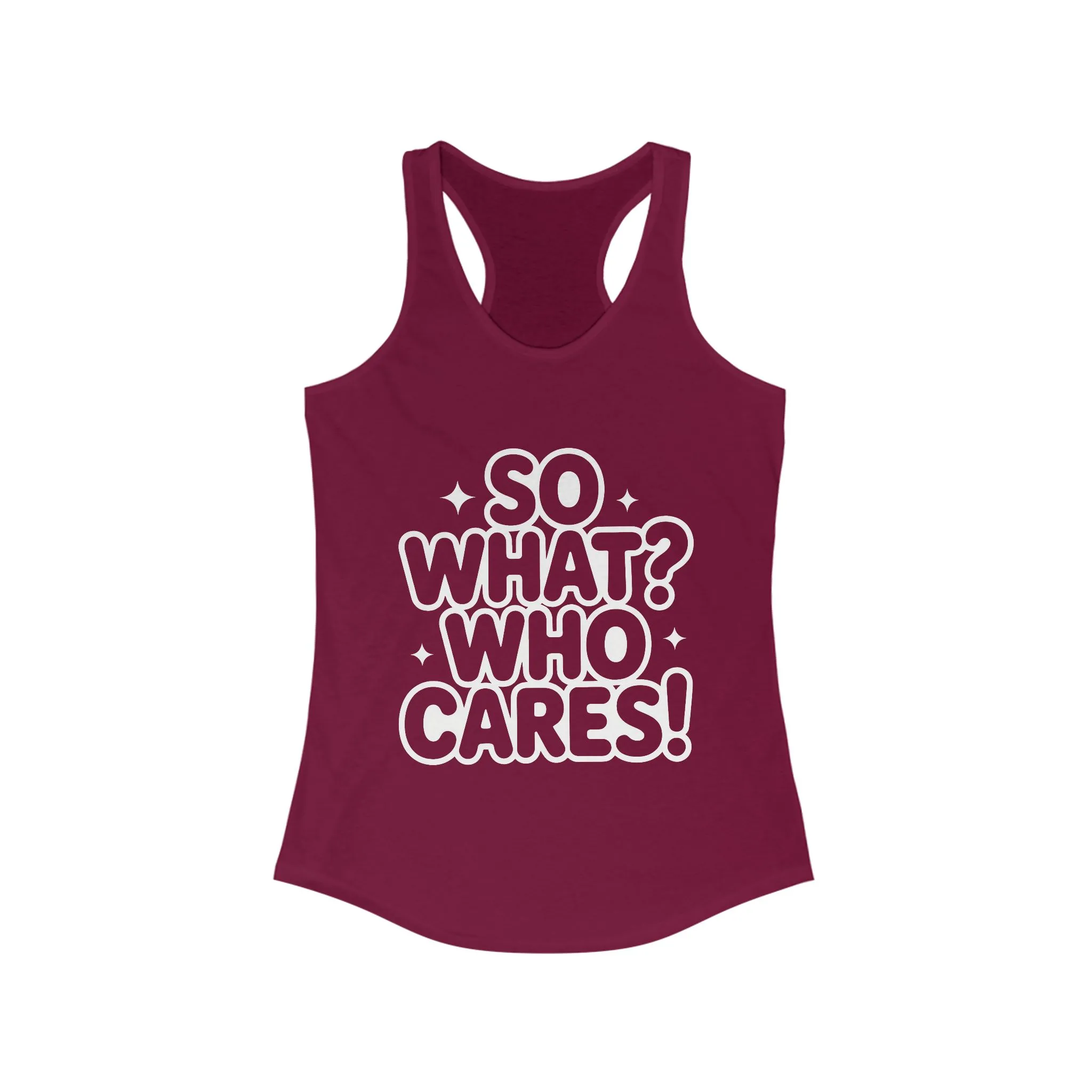 Trendy Womens Tank Top with 'So What? Who Cares!' Print, Casual Wear for Confident Souls, Funny Typography Tank, Sassy Graphic Tee for Women - Image 17