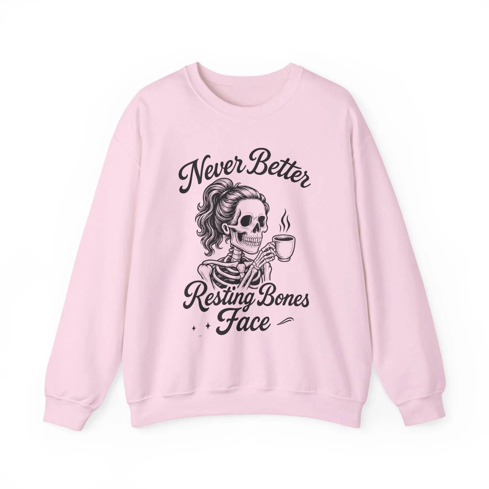 Skull Coffee Lovers Crewneck Sweatshirt, Womens, Perfect for Halloween, Cozy Outfit, Gift for Friends, Relaxing Days, Coffee Enthusiasts - Image 2