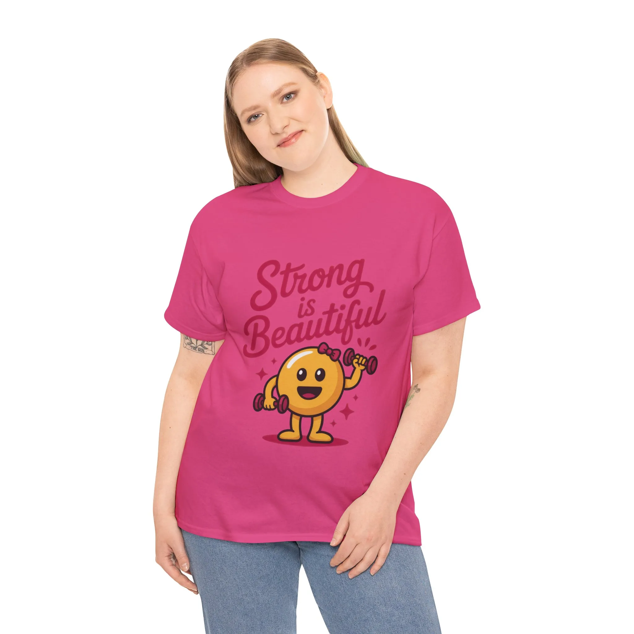 Strong is Beautiful Womens T-Shirt, Cute Fitness Character Graphic Tee, Inspirational Workout Shirt, Gym Motivation Gift for Her - Image 30